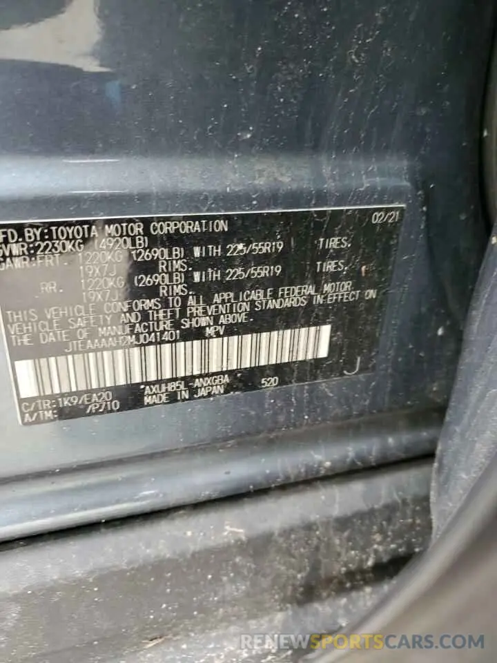 14 Photograph of a damaged car JTEAAAAH2MJ041401 TOYOTA VENZA 2021