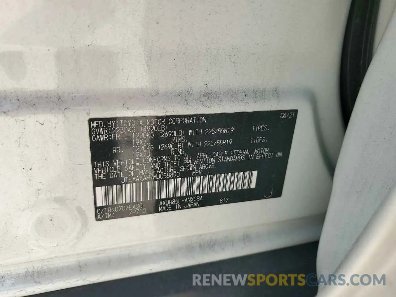 12 Photograph of a damaged car JTEAAAAH7MJ058890 TOYOTA VENZA 2021