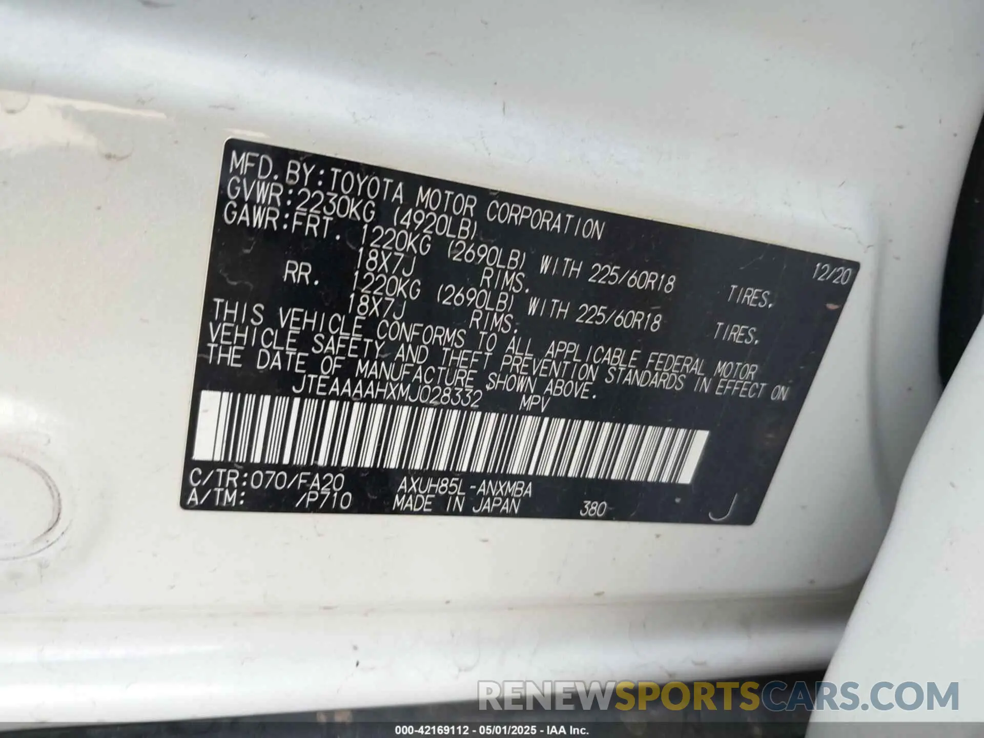 9 Photograph of a damaged car JTEAAAAHXMJ028332 TOYOTA VENZA 2021