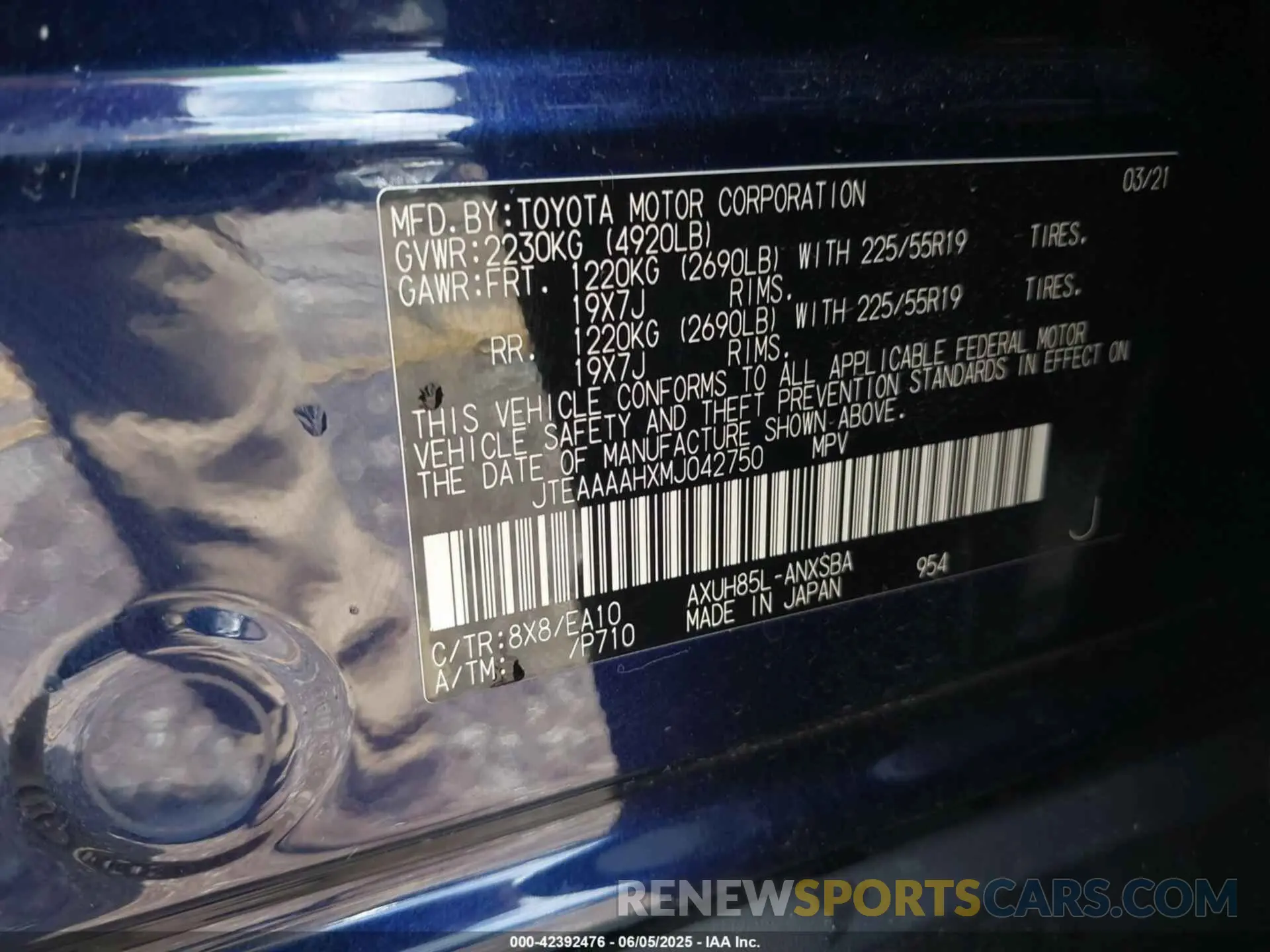 9 Photograph of a damaged car JTEAAAAHXMJ042750 TOYOTA VENZA 2021