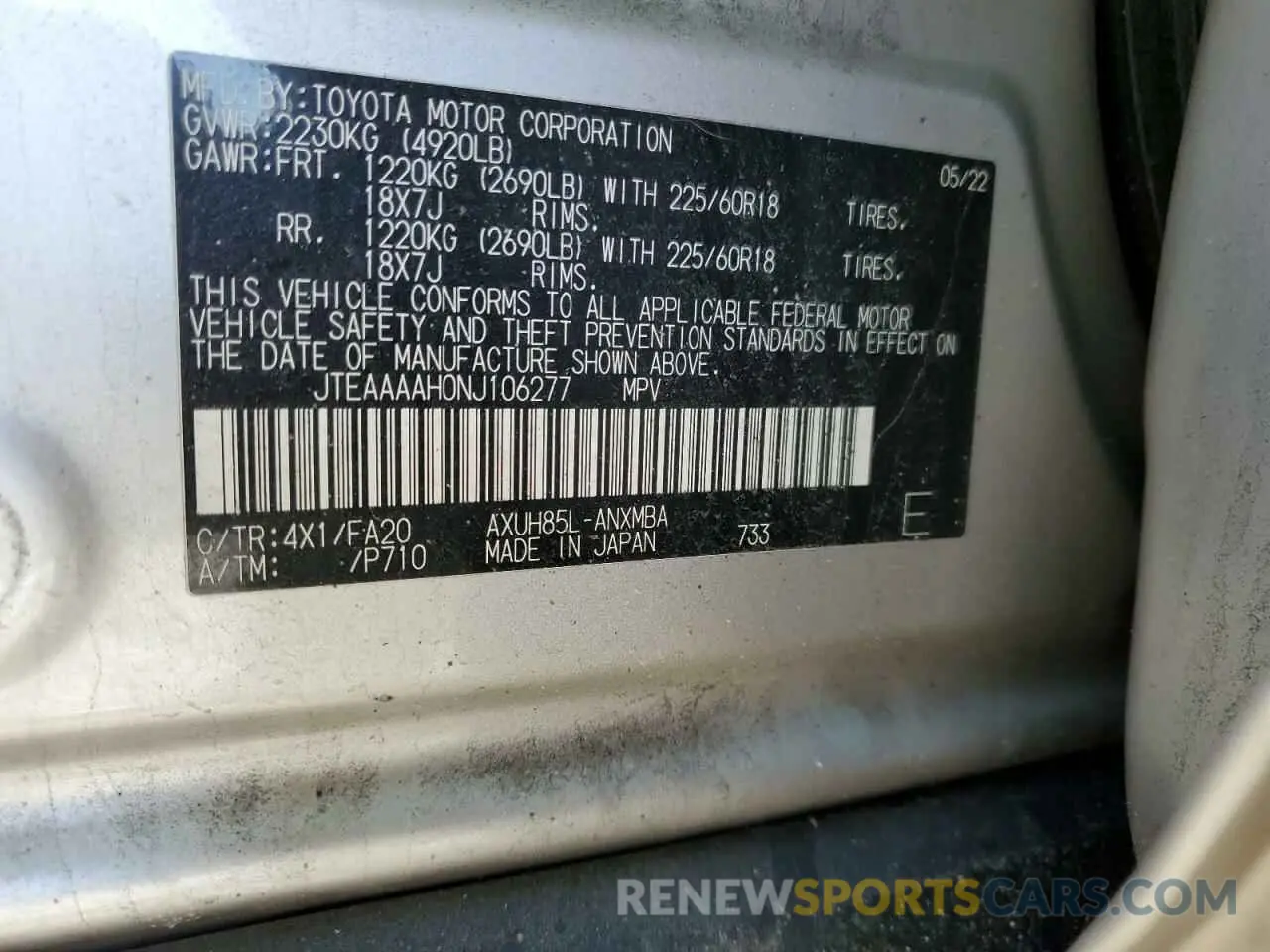 15 Photograph of a damaged car JTEAAAAH0NJ106277 TOYOTA VENZA 2022
