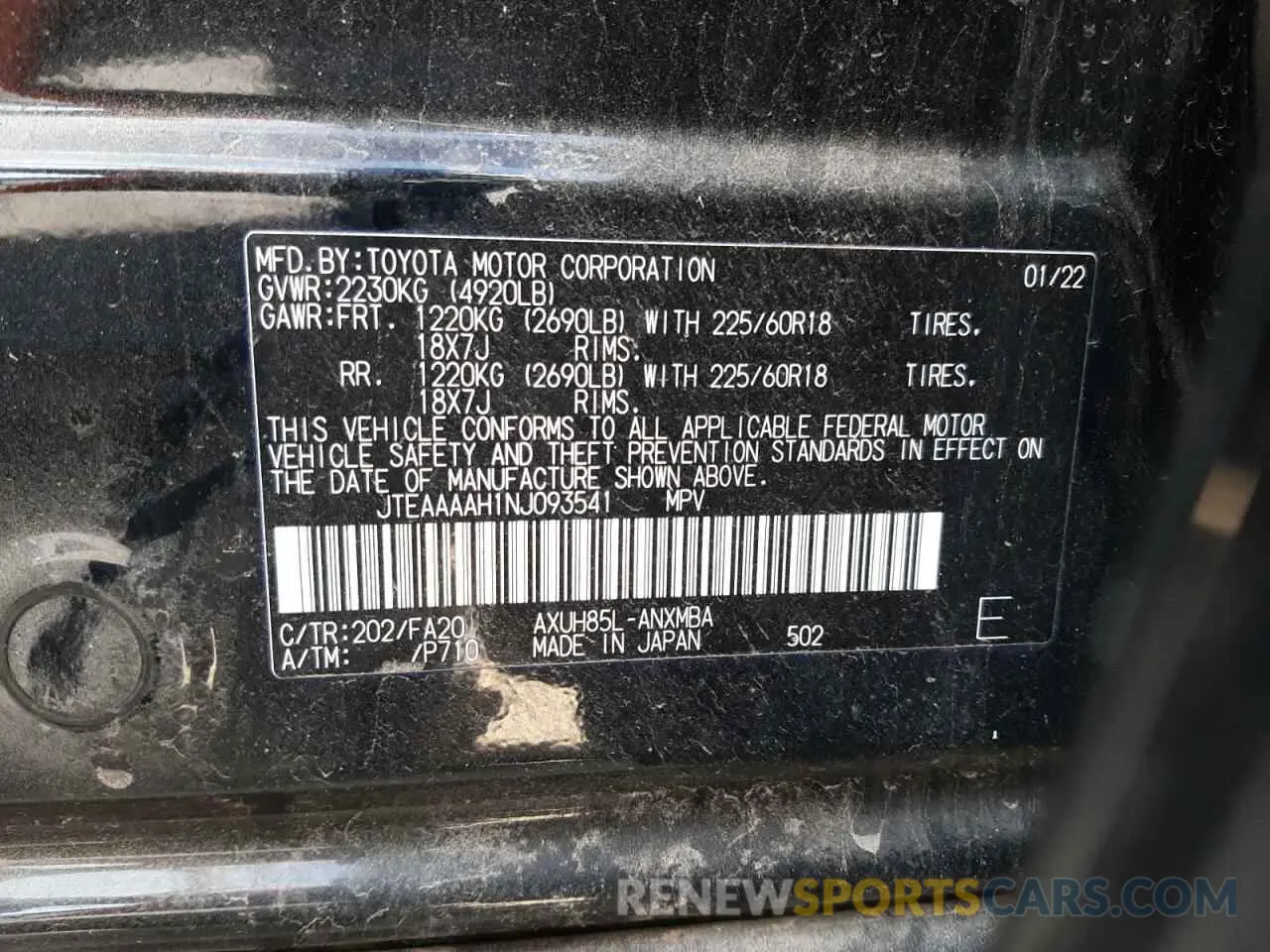 13 Photograph of a damaged car JTEAAAAH1NJ093541 TOYOTA VENZA 2022