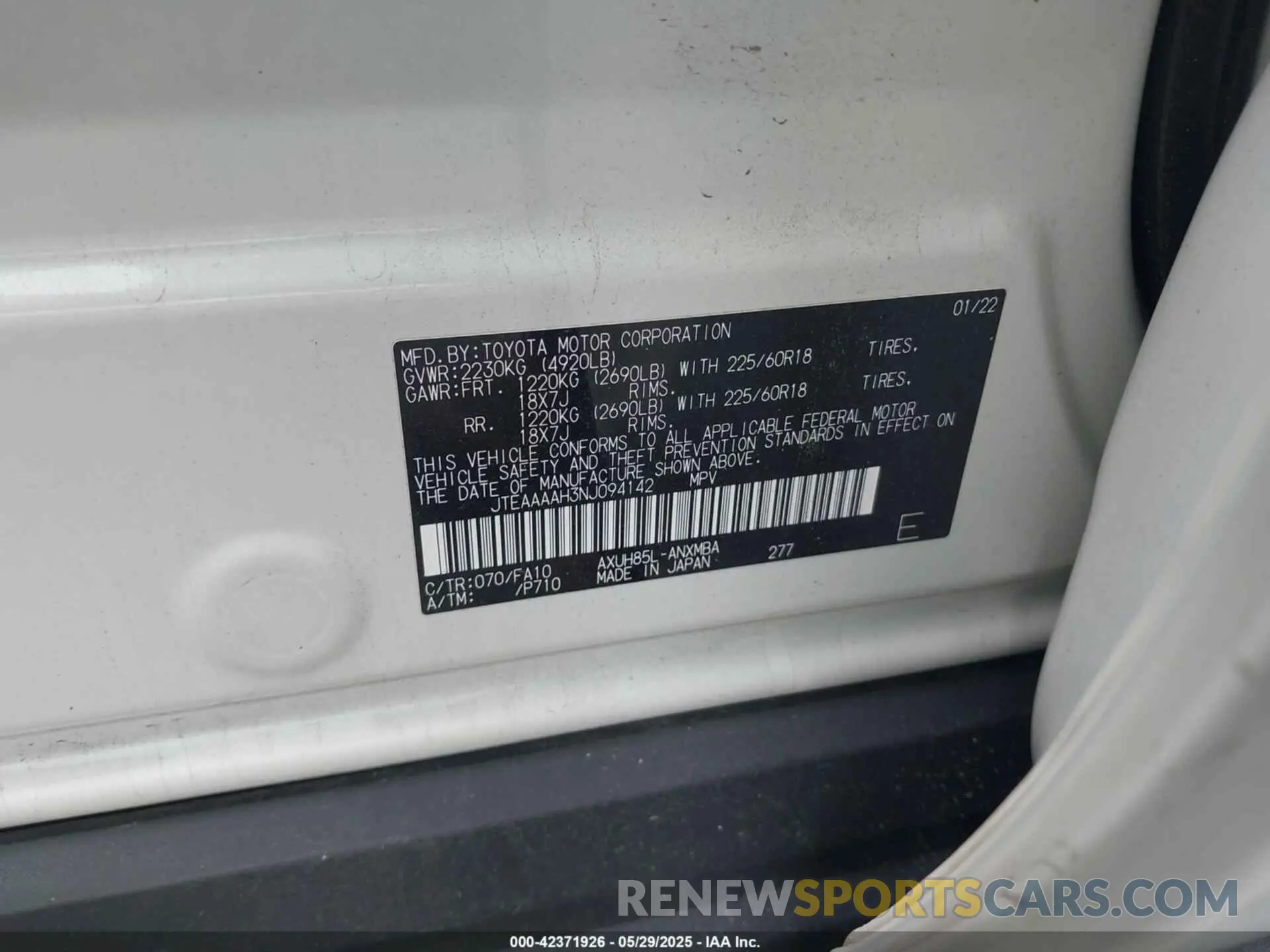 9 Photograph of a damaged car JTEAAAAH3NJ094142 TOYOTA VENZA 2022