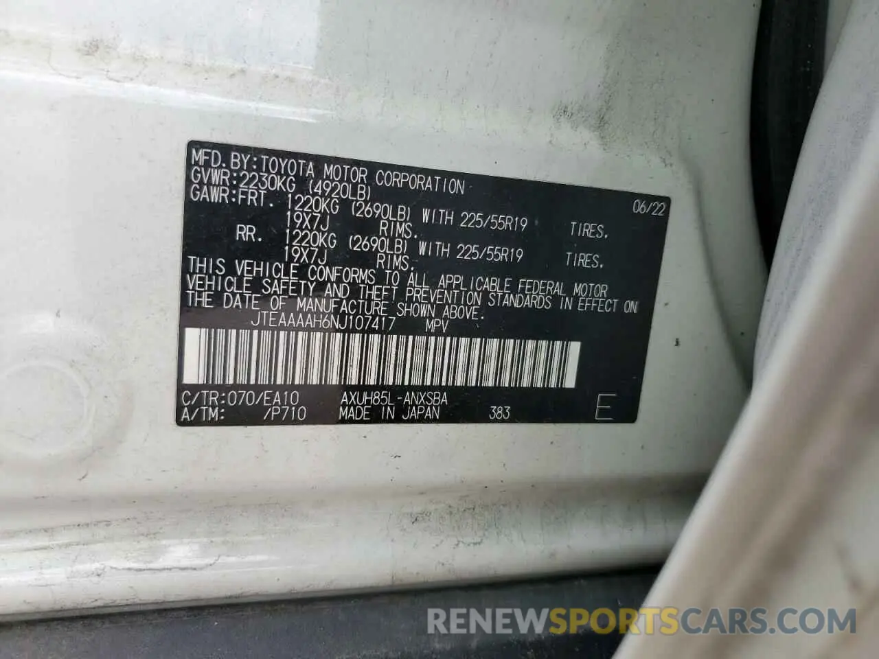 14 Photograph of a damaged car JTEAAAAH6NJ107417 TOYOTA VENZA 2022