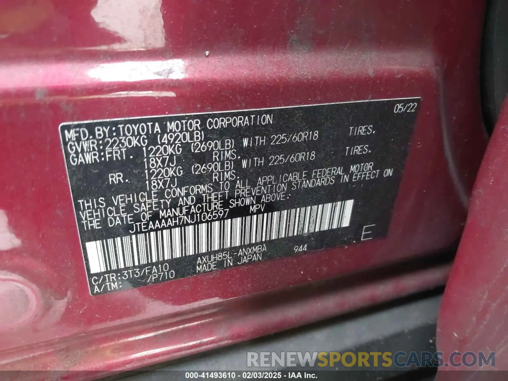 9 Photograph of a damaged car JTEAAAAH7NJ106597 TOYOTA VENZA 2022