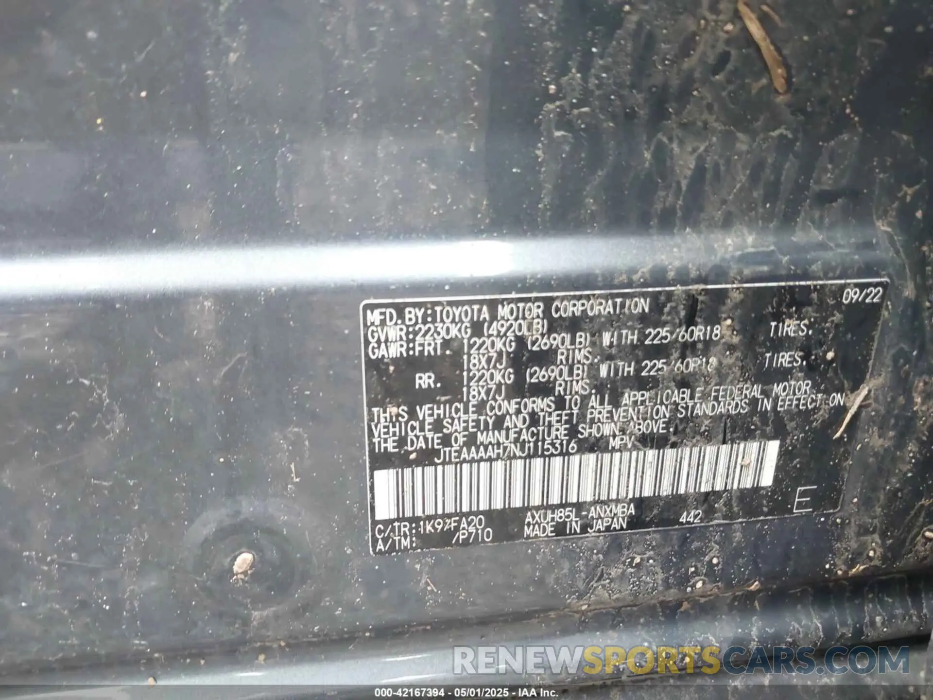 9 Photograph of a damaged car JTEAAAAH7NJ115316 TOYOTA VENZA 2022