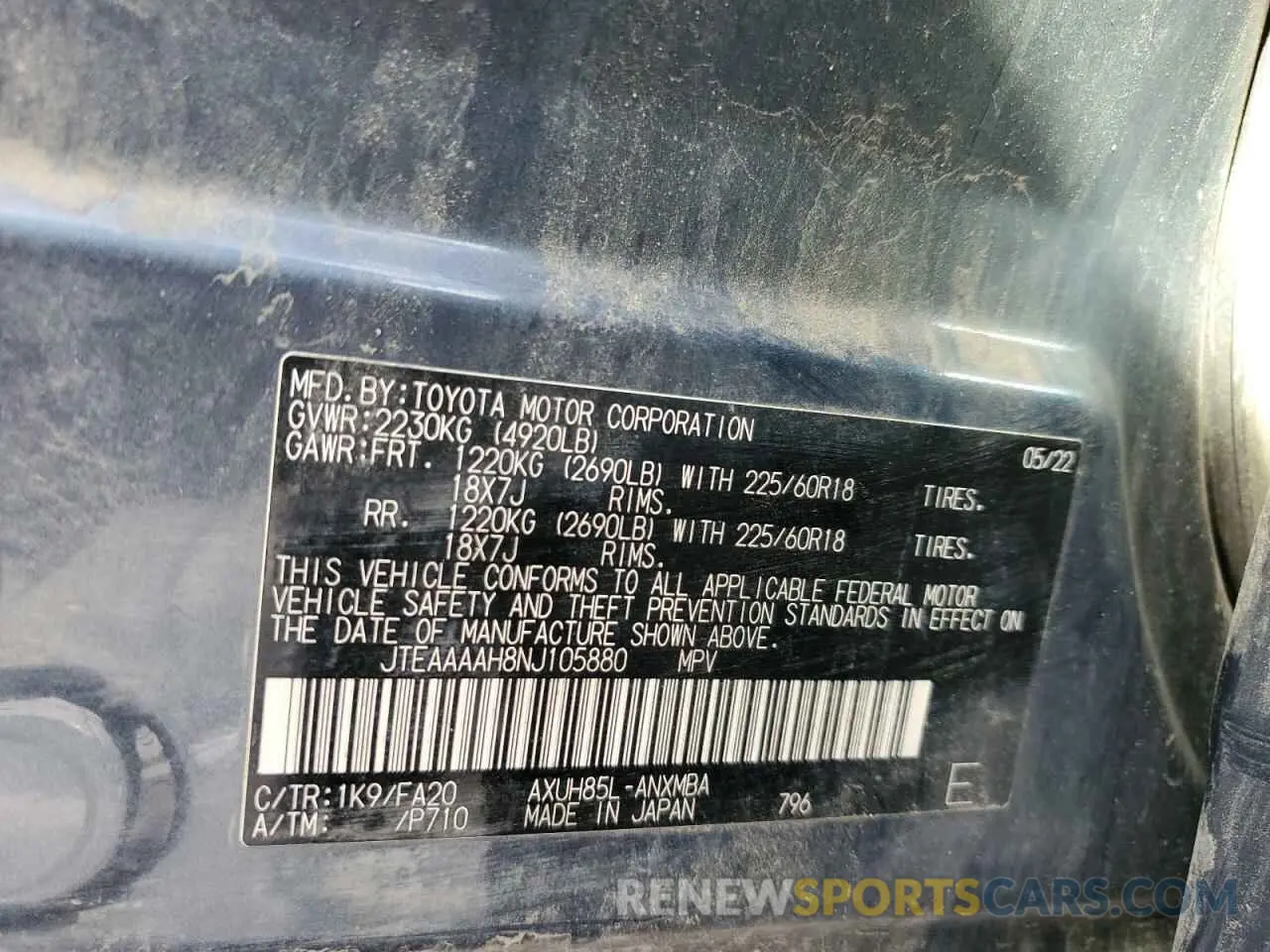 13 Photograph of a damaged car JTEAAAAH8NJ105880 TOYOTA VENZA 2022