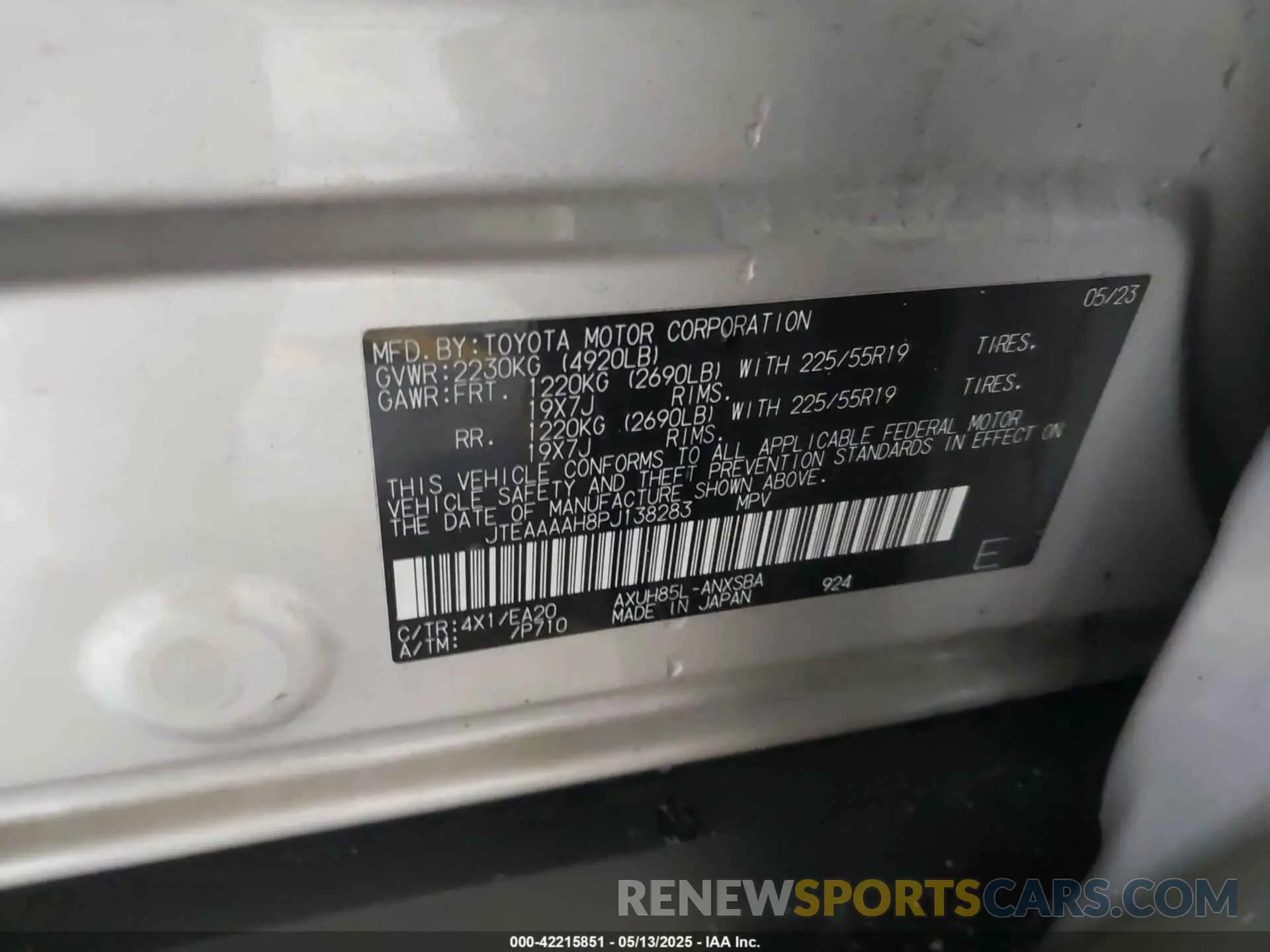9 Photograph of a damaged car JTEAAAAH8PJ138283 TOYOTA VENZA 2023