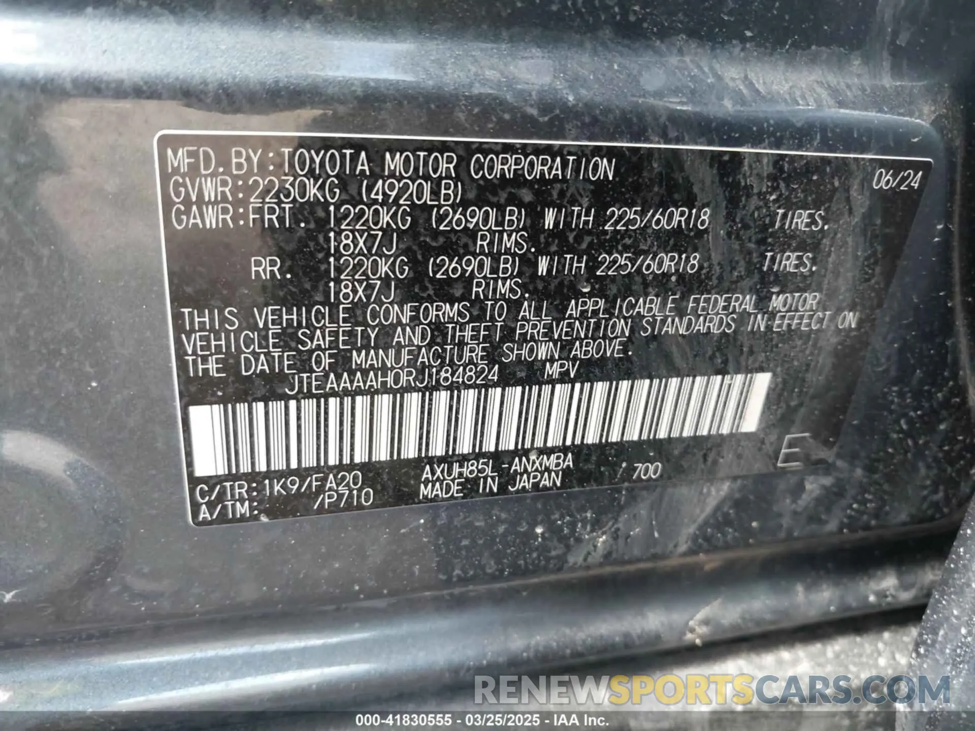 9 Photograph of a damaged car JTEAAAAH0RJ184824 TOYOTA VENZA 2024