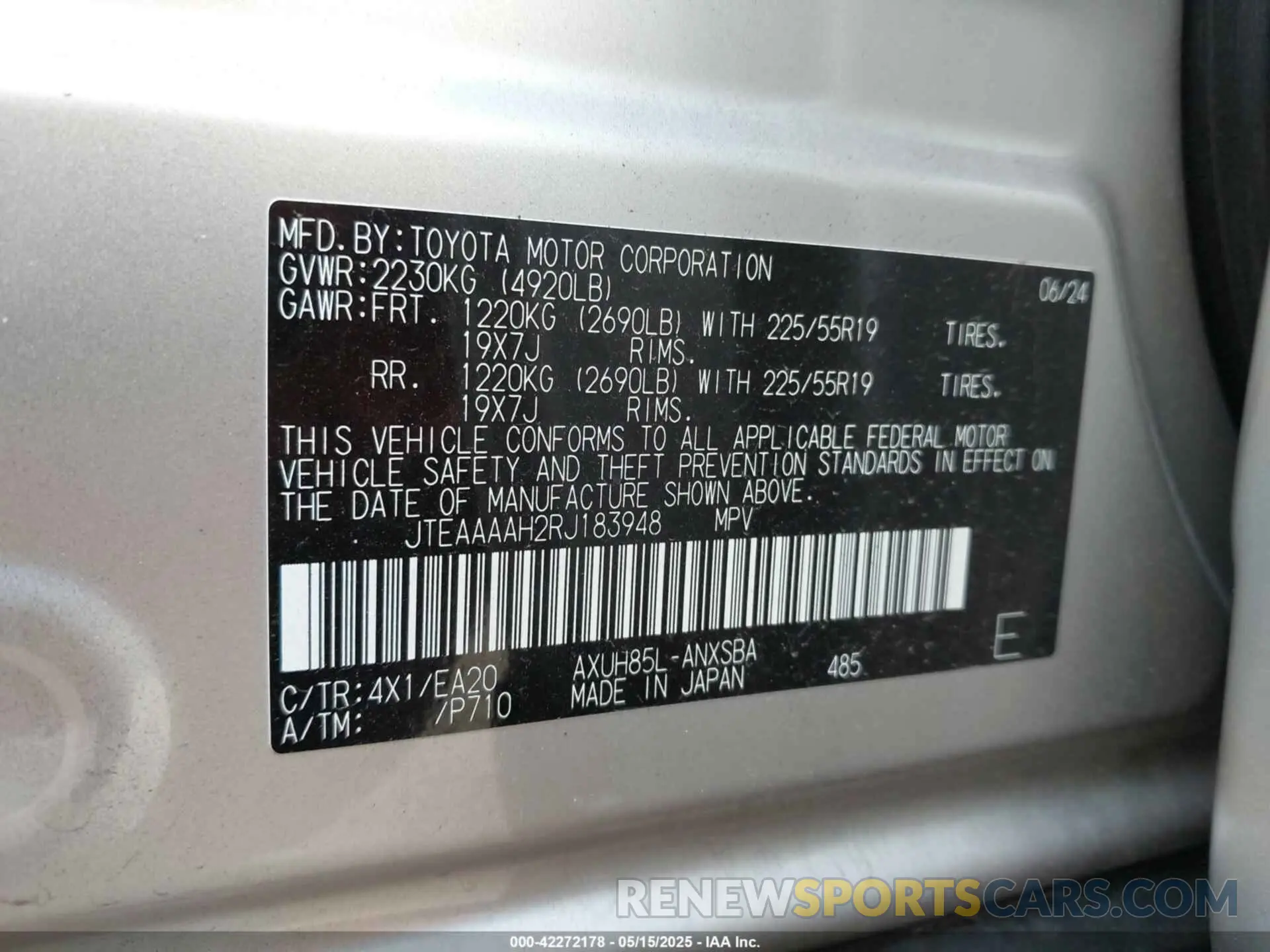 9 Photograph of a damaged car JTEAAAAH2RJ183948 TOYOTA VENZA 2024