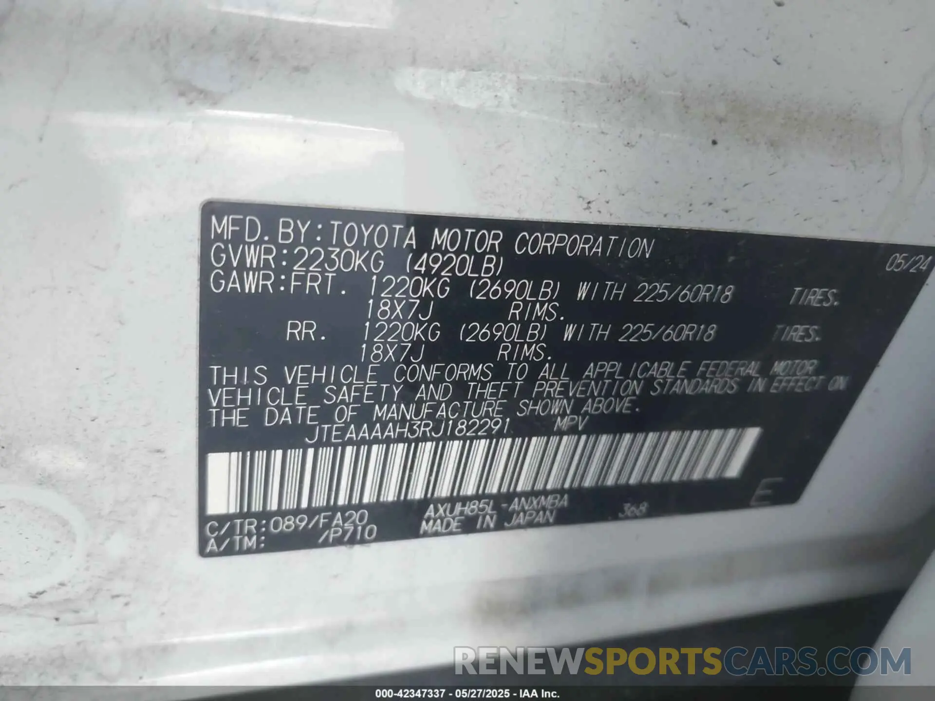 9 Photograph of a damaged car JTEAAAAH3RJ182291 TOYOTA VENZA 2024