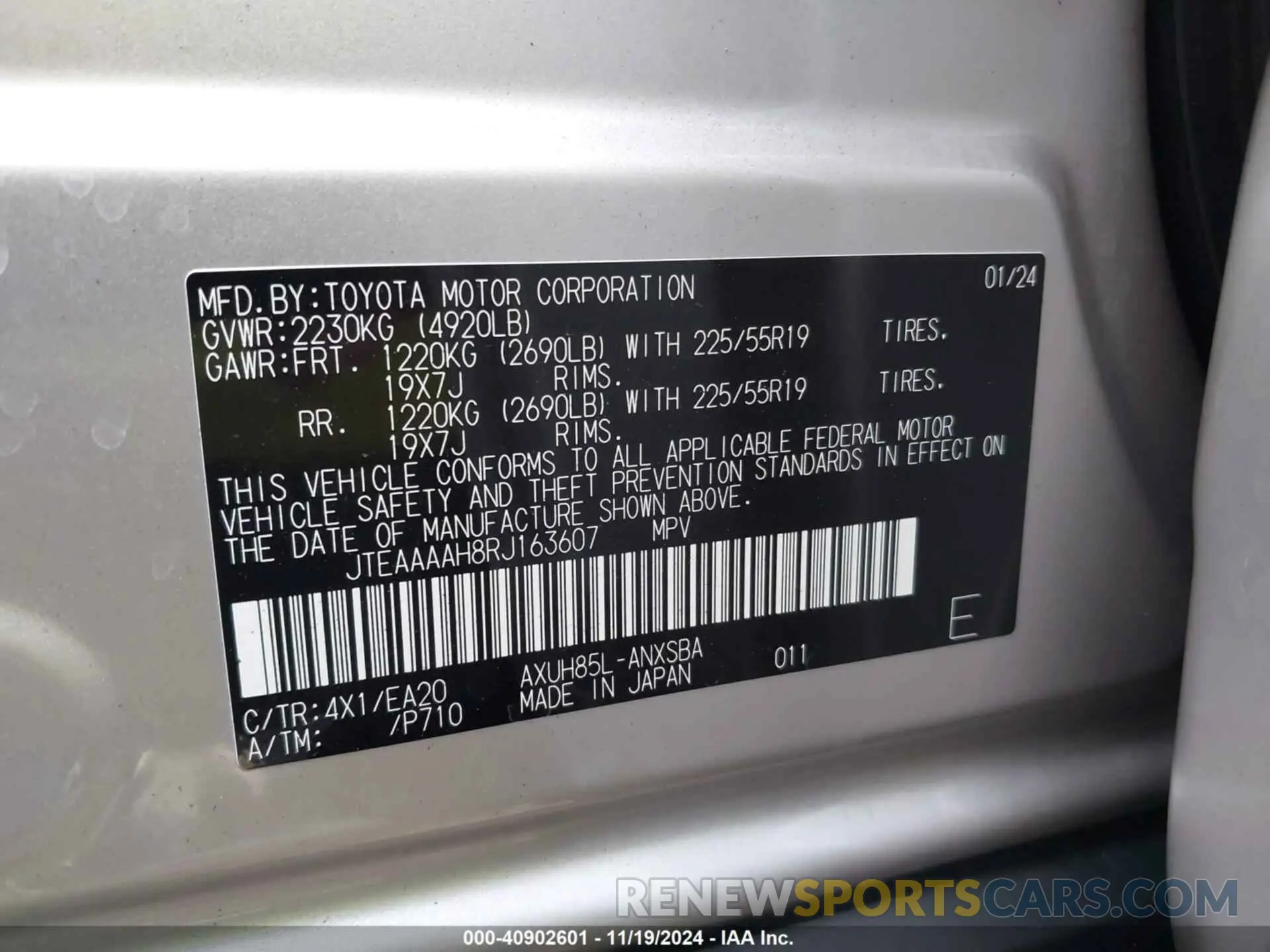 9 Photograph of a damaged car JTEAAAAH8RJ163607 TOYOTA VENZA 2024