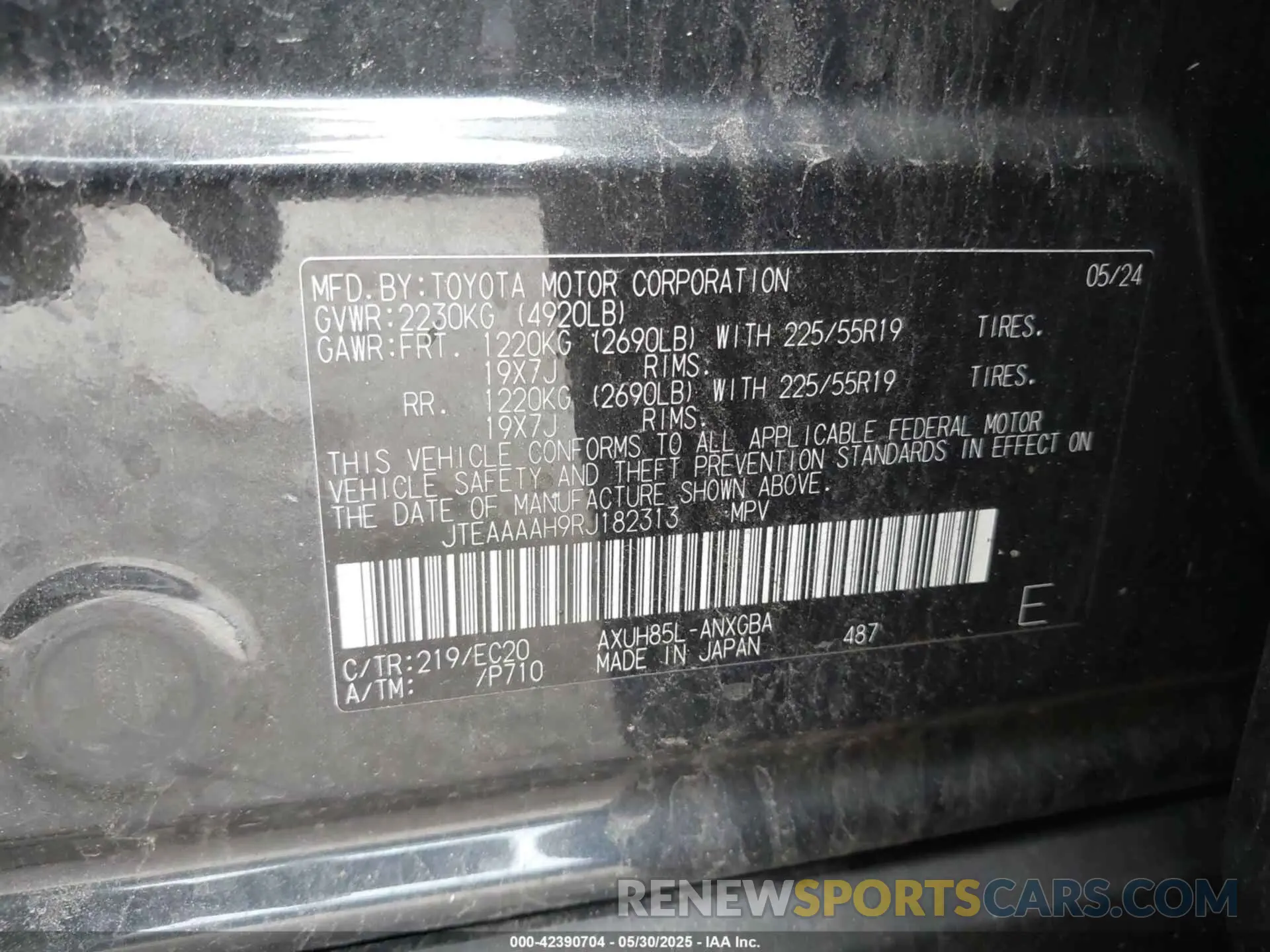 9 Photograph of a damaged car JTEAAAAH9RJ182313 TOYOTA VENZA 2024