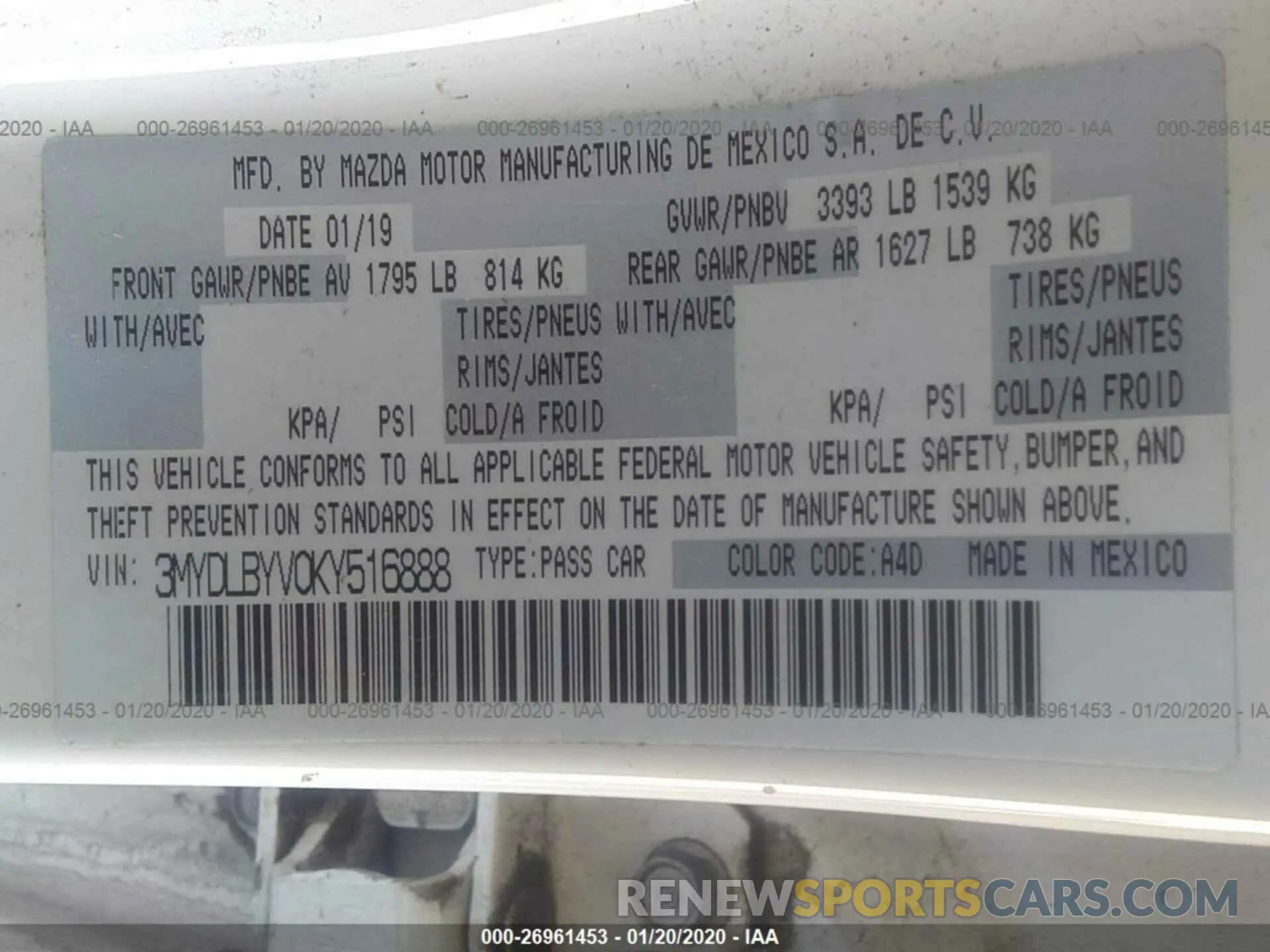 9 Photograph of a damaged car 3MYDLBYV0KY516888 TOYOTA YARIS 2019