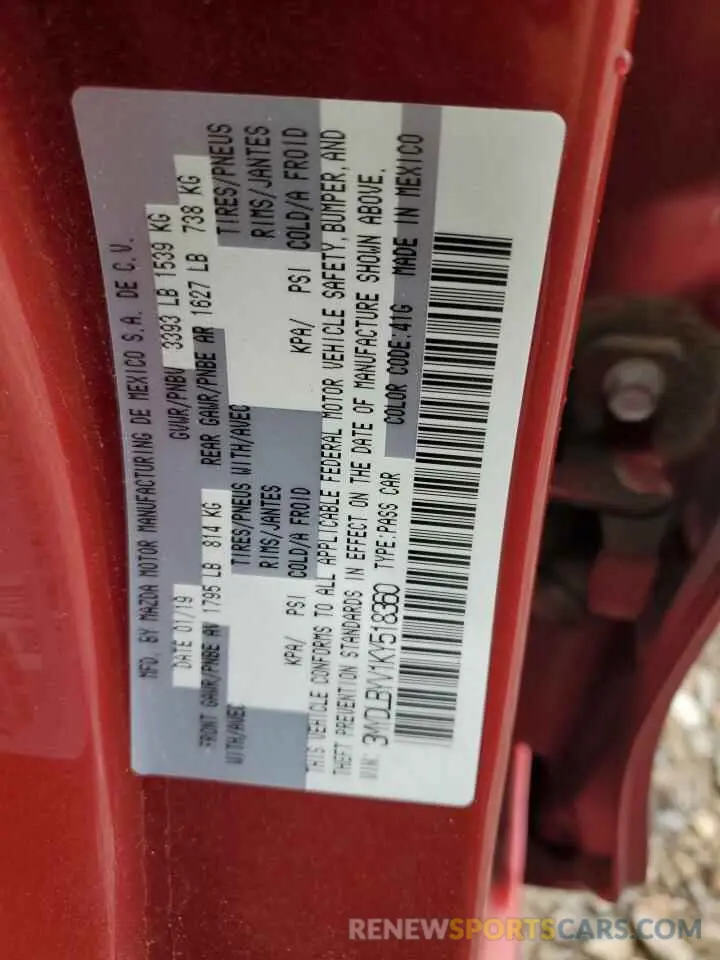 12 Photograph of a damaged car 3MYDLBYV1KY518360 TOYOTA YARIS 2019