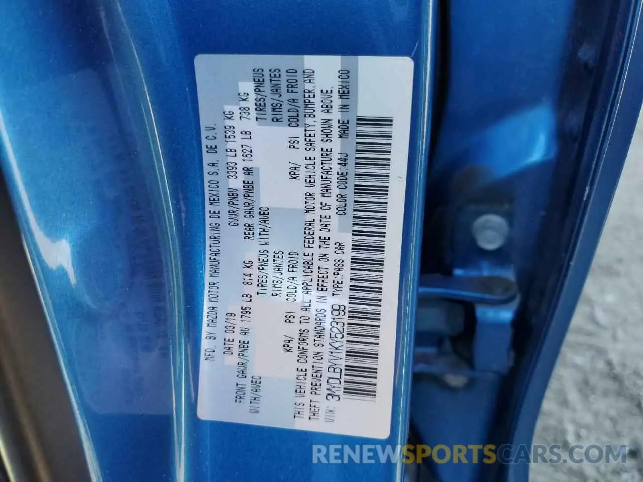 12 Photograph of a damaged car 3MYDLBYV1KY523199 TOYOTA YARIS 2019