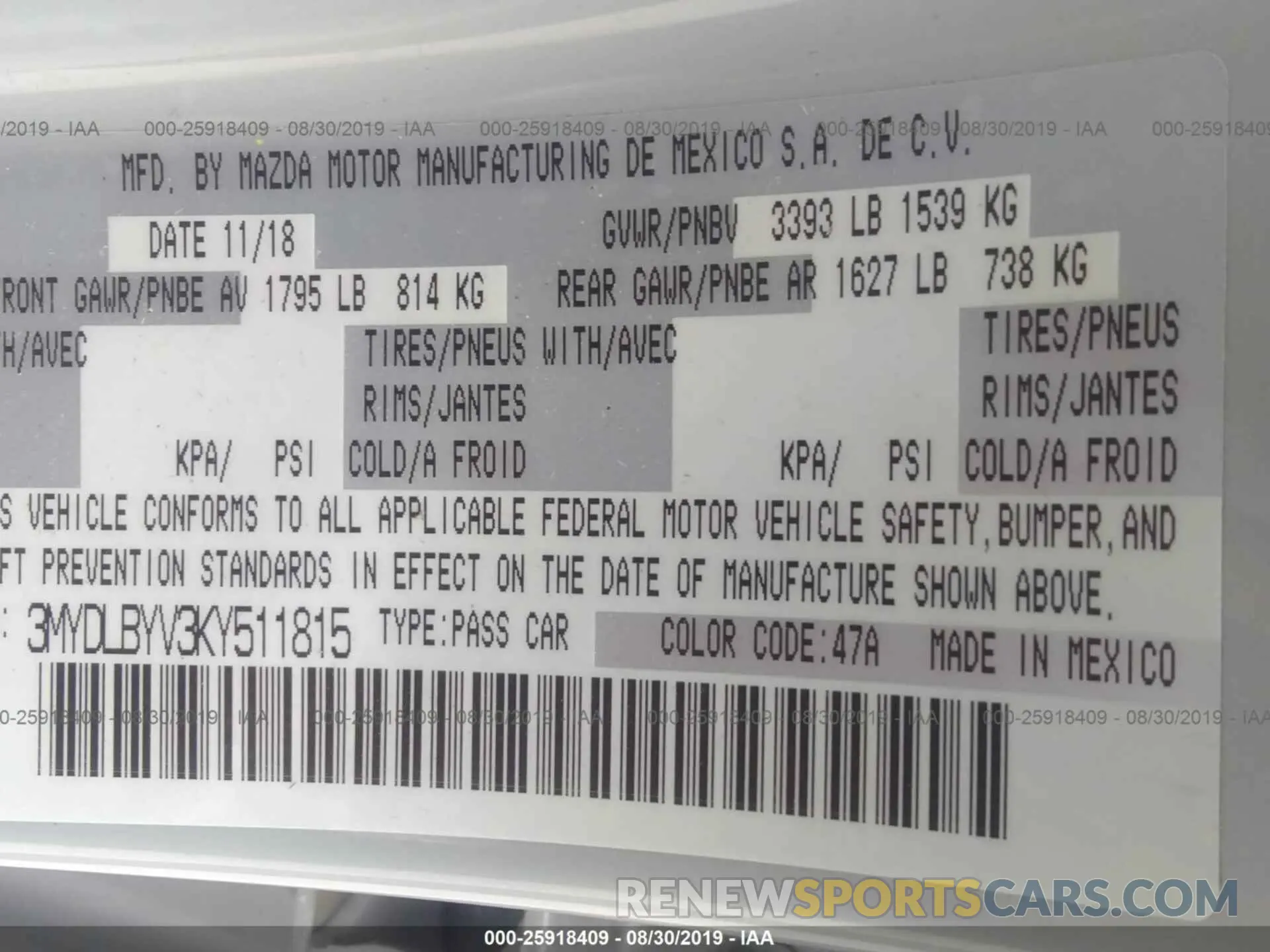 9 Photograph of a damaged car 3MYDLBYV3KY511815 TOYOTA YARIS 2019
