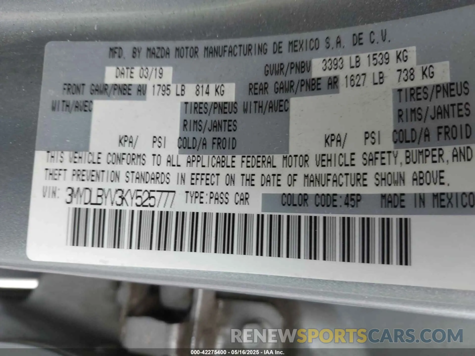 9 Photograph of a damaged car 3MYDLBYV3KY525777 TOYOTA YARIS 2019