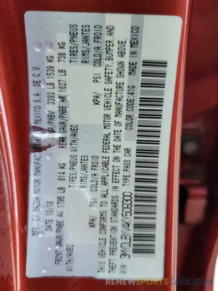 12 Photograph of a damaged car 3MYDLBYV4KY509300 TOYOTA YARIS 2019