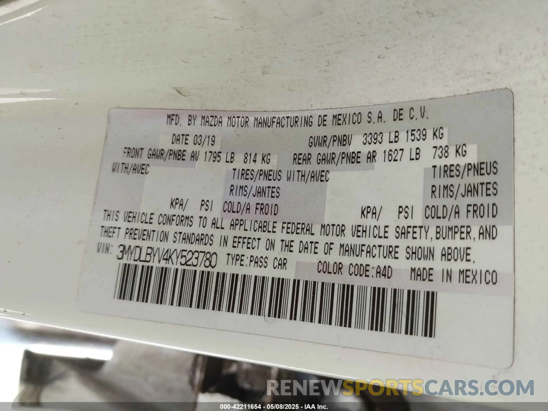 9 Photograph of a damaged car 3MYDLBYV4KY523780 TOYOTA YARIS 2019