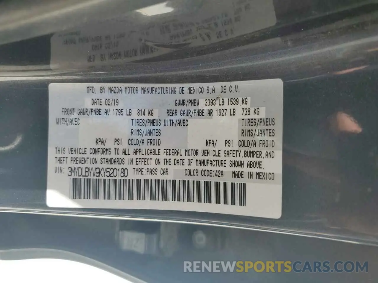 12 Photograph of a damaged car 3MYDLBYV9KY520180 TOYOTA YARIS 2019