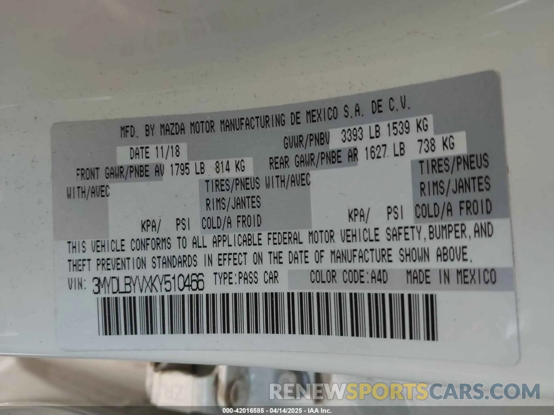 9 Photograph of a damaged car 3MYDLBYVXKY510466 TOYOTA YARIS 2019