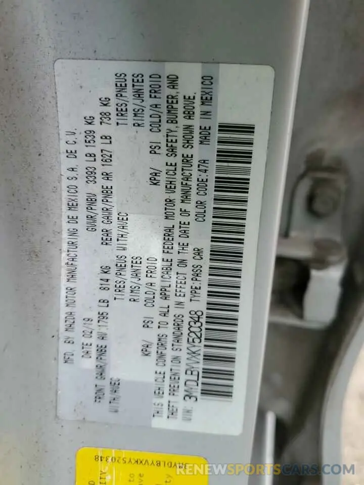 12 Photograph of a damaged car 3MYDLBYVXKY520348 TOYOTA YARIS 2019