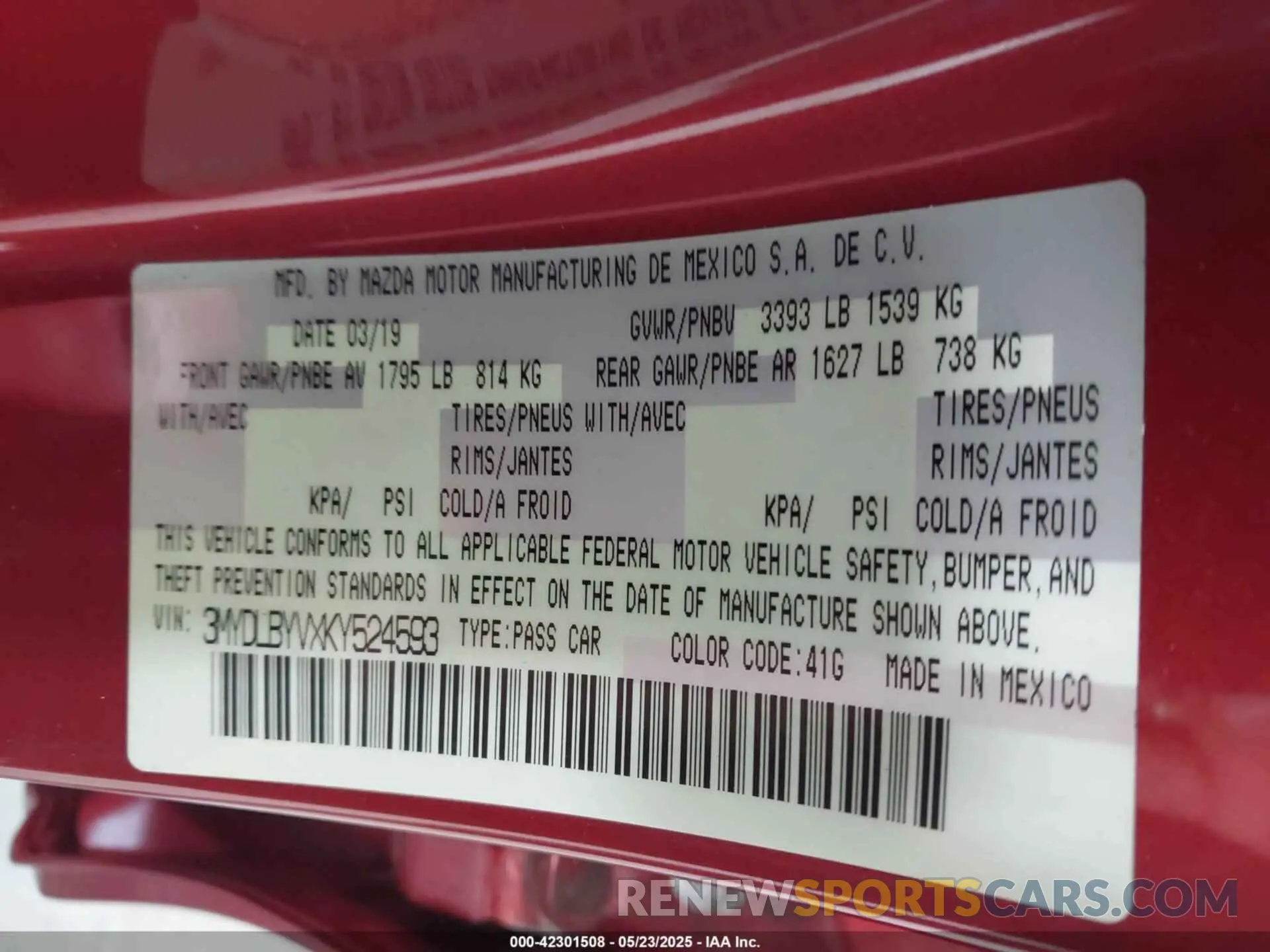9 Photograph of a damaged car 3MYDLBYVXKY524593 TOYOTA YARIS 2019