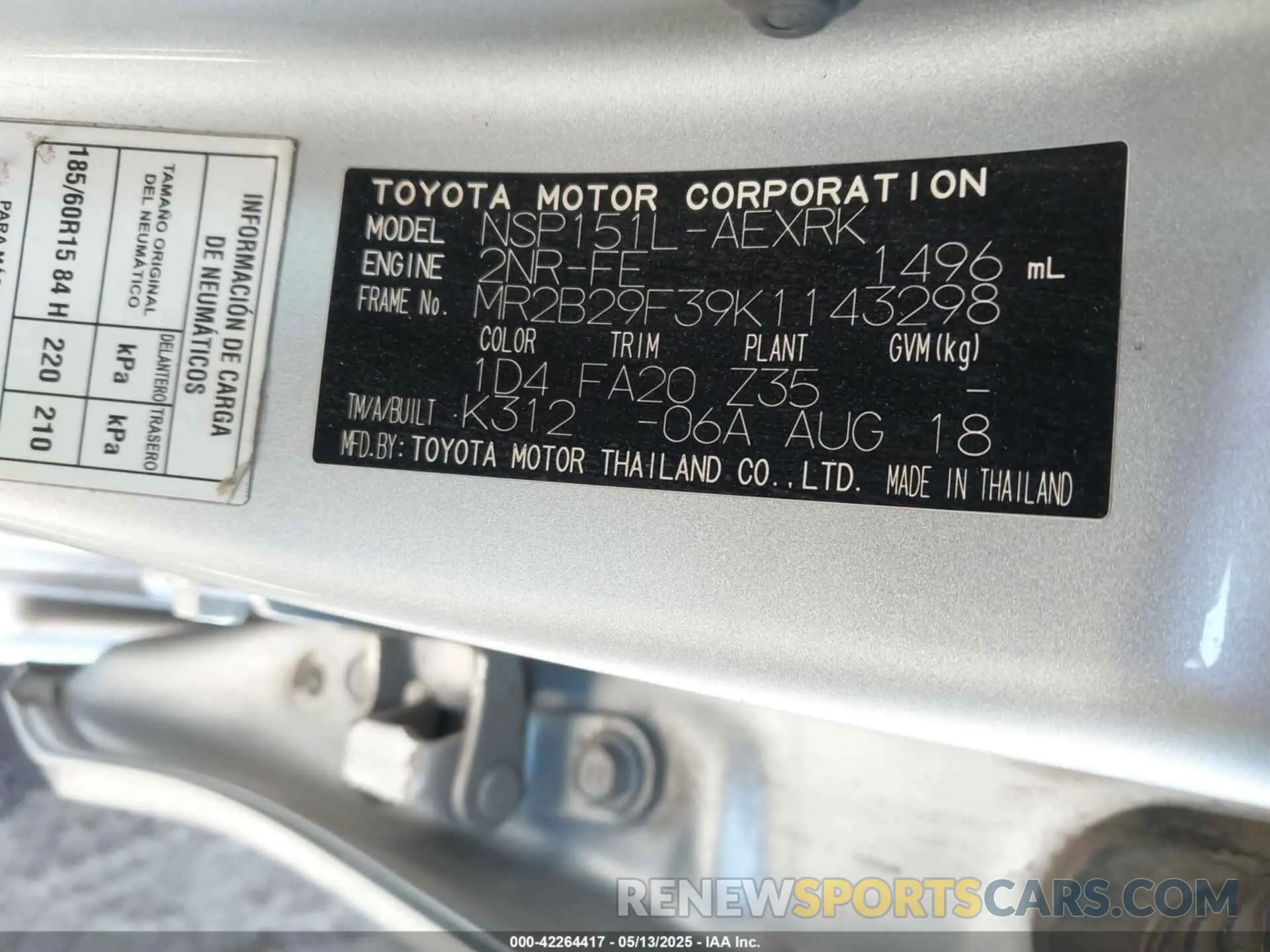 9 Photograph of a damaged car MR2B29F39K1143298 TOYOTA YARIS 2019
