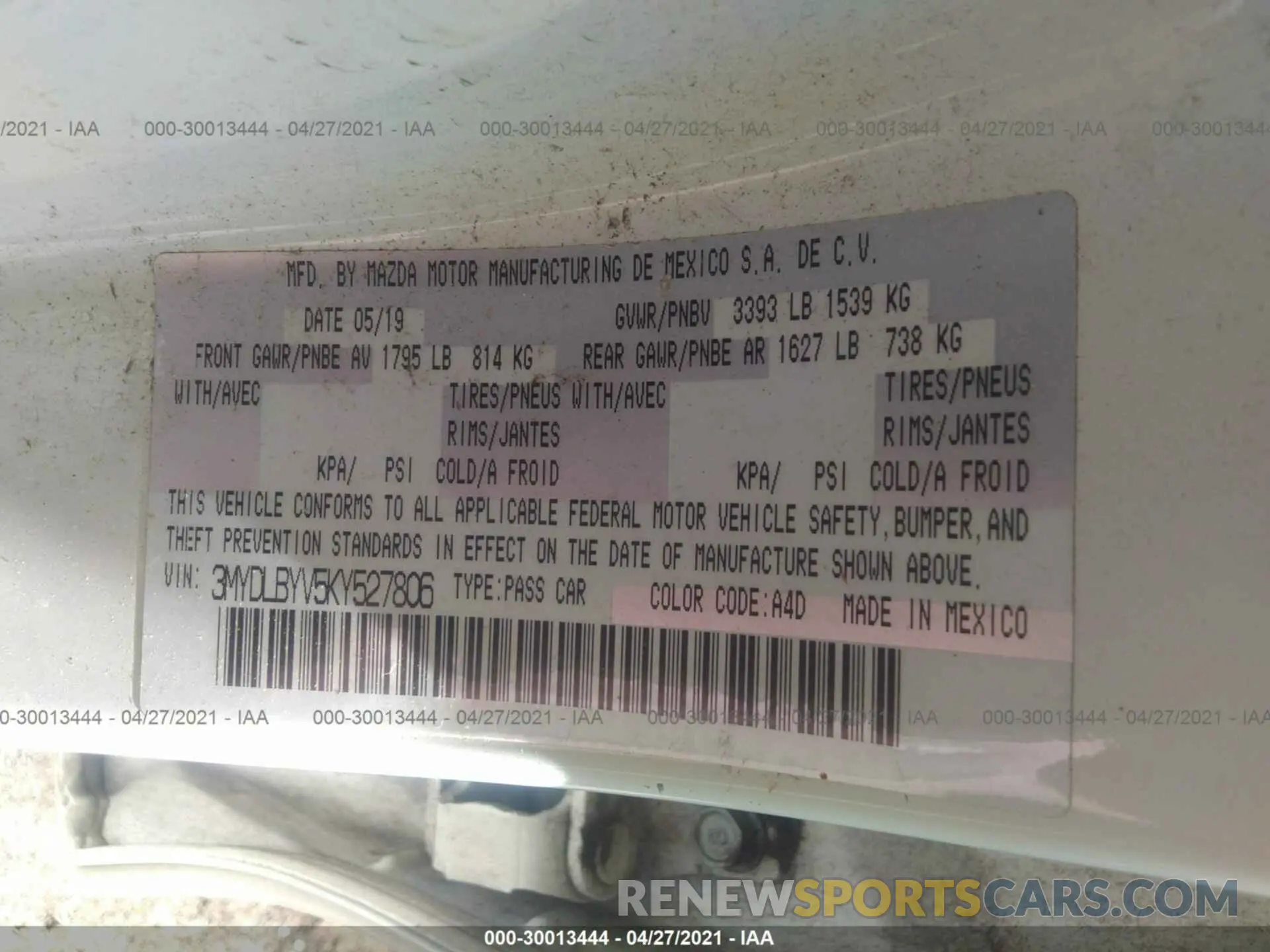 9 Photograph of a damaged car 3MYDLBYV5KY527806 TOYOTA YARIS SEDAN 2019
