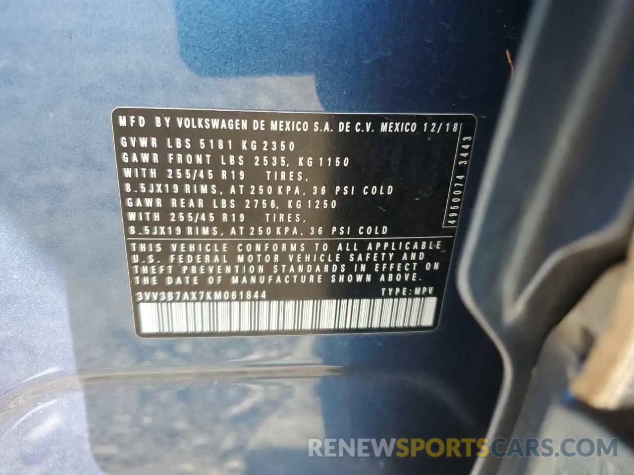 13 Photograph of a damaged car 3VV3B7AX7KM061844 VOLKSWAGEN 25606 2019