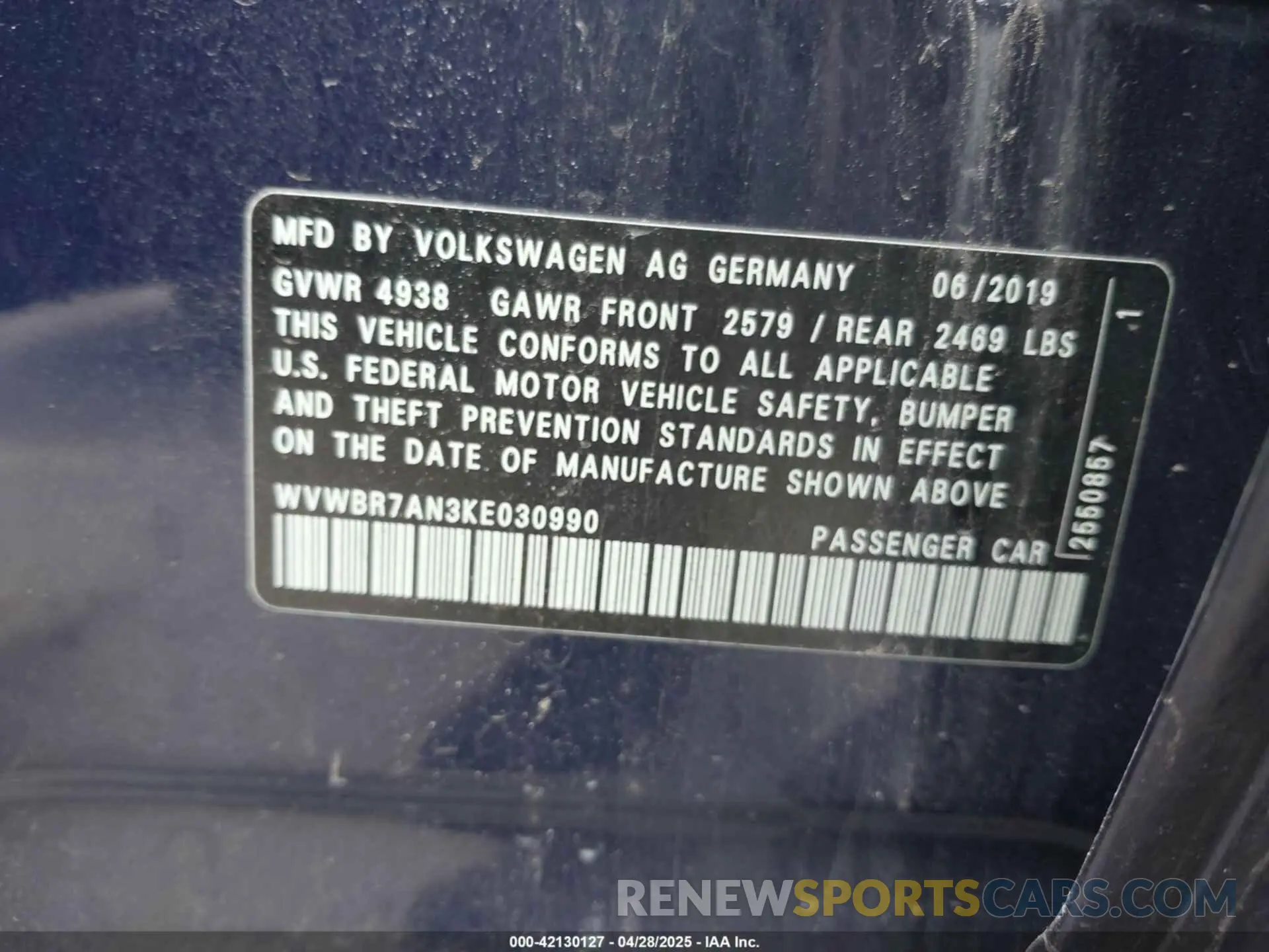 9 Photograph of a damaged car WVWBR7AN3KE030990 VOLKSWAGEN ARTEON 2019