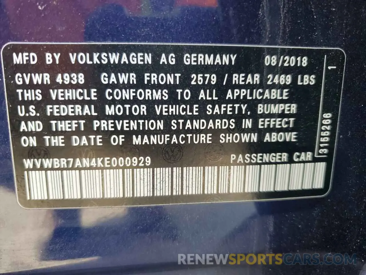 12 Photograph of a damaged car WVWBR7AN4KE000929 VOLKSWAGEN ARTEON 2019