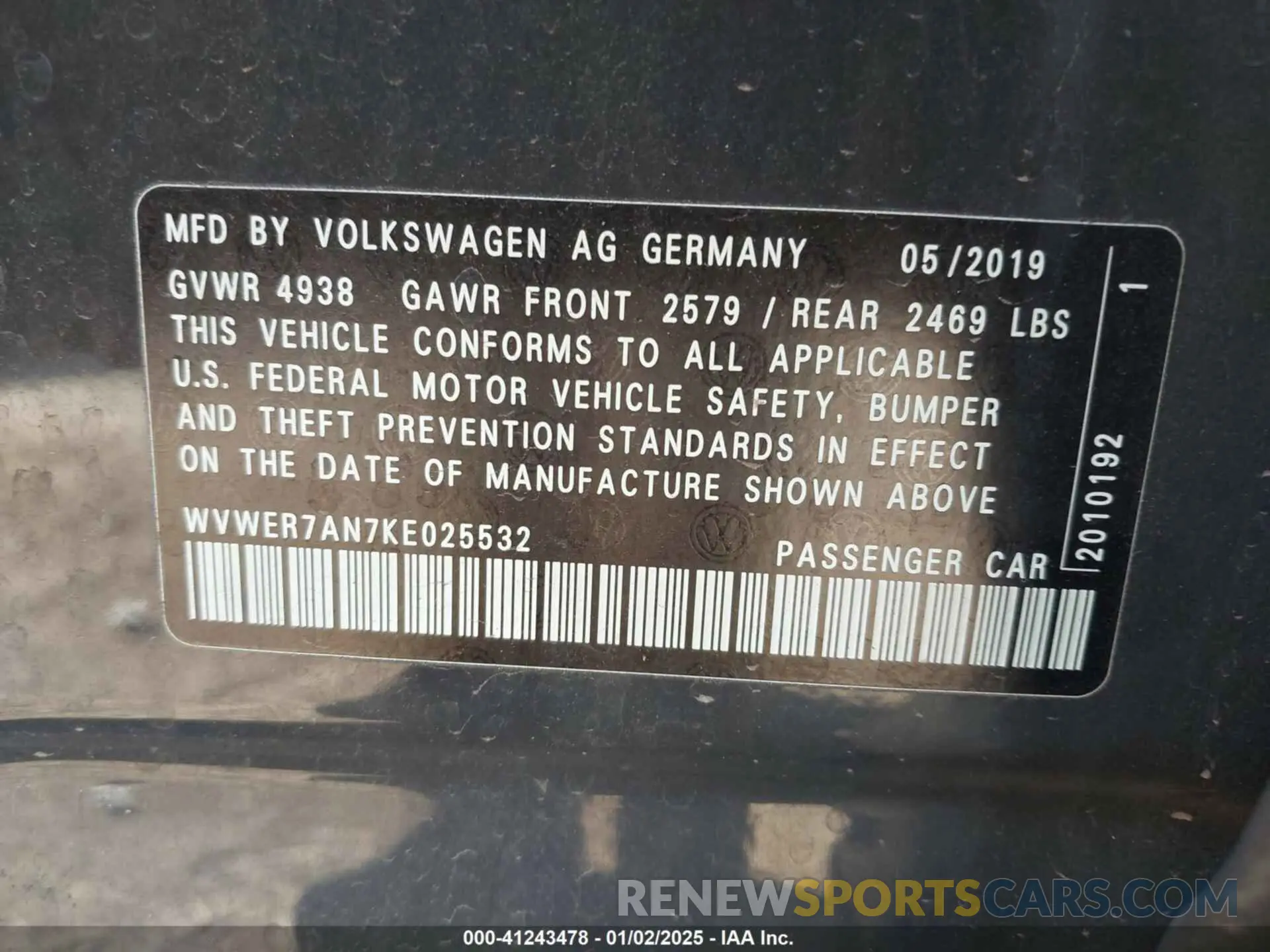 9 Photograph of a damaged car WVWER7AN7KE025532 VOLKSWAGEN ARTEON 2019