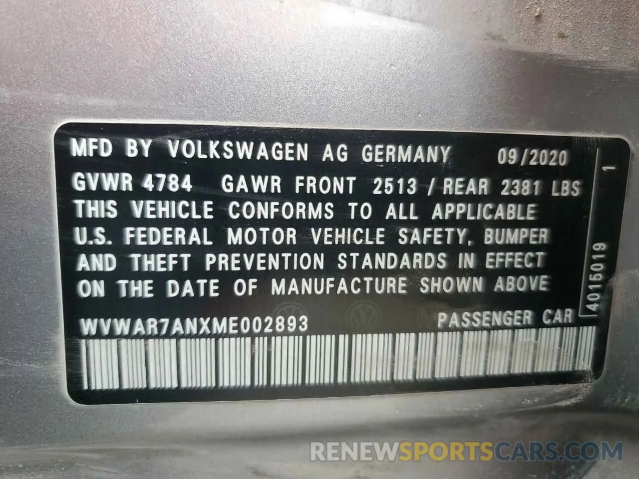 13 Photograph of a damaged car WVWAR7ANXME002893 VOLKSWAGEN ARTEON 2021