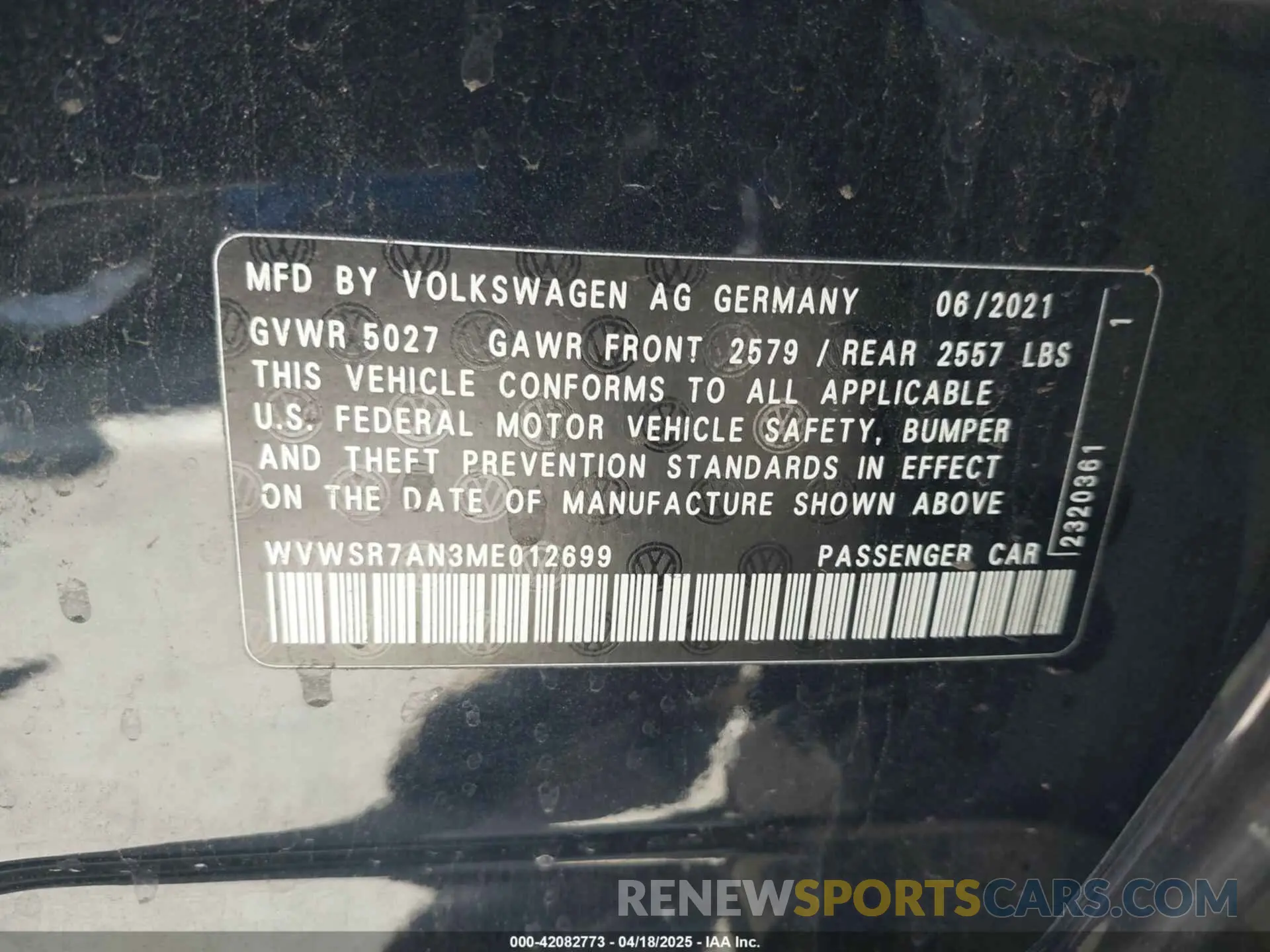 9 Photograph of a damaged car WVWSR7AN3ME012699 VOLKSWAGEN ARTEON 2021