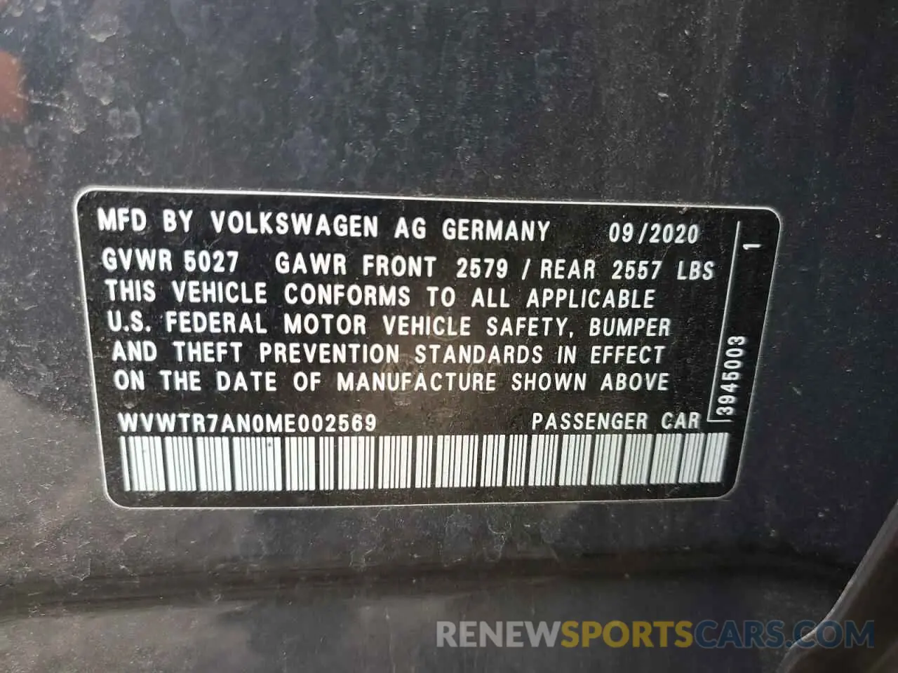 14 Photograph of a damaged car WVWTR7AN0ME002569 VOLKSWAGEN ARTEON 2021