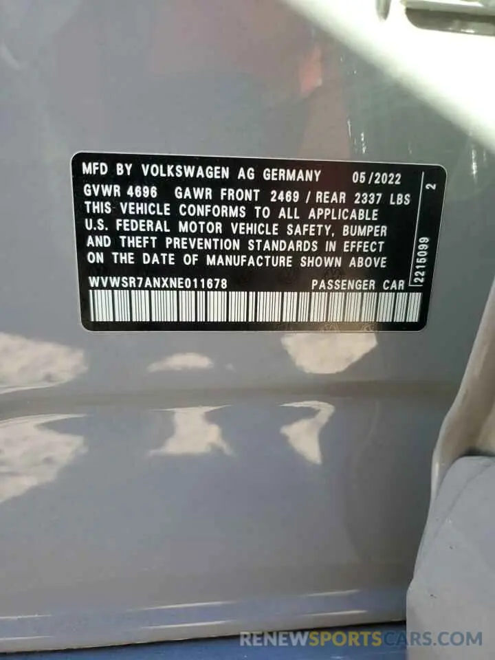 14 Photograph of a damaged car WVWSR7ANXNE011678 VOLKSWAGEN ARTEON 2022