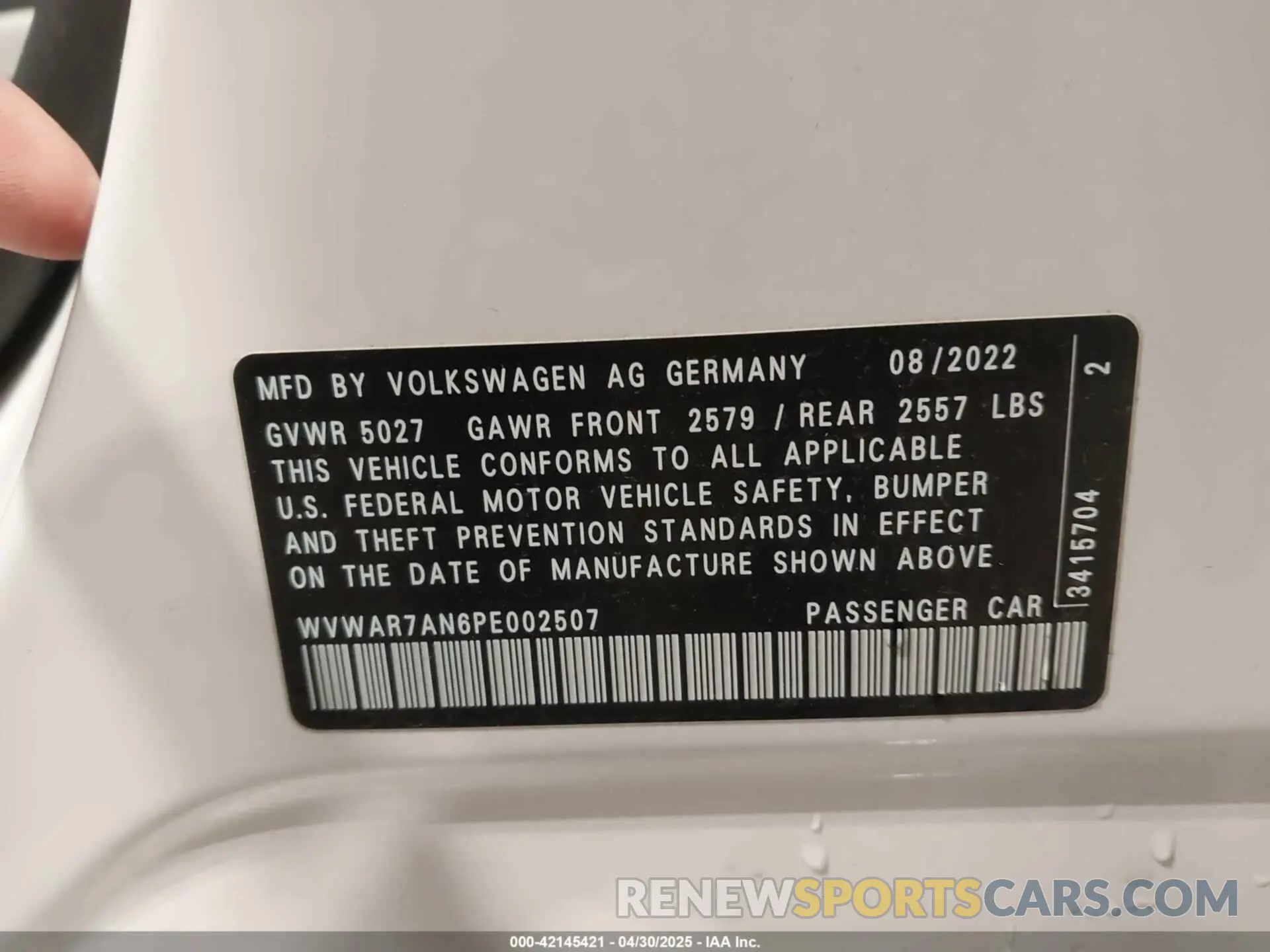 9 Photograph of a damaged car WVWAR7AN6PE002507 VOLKSWAGEN ARTEON 2023