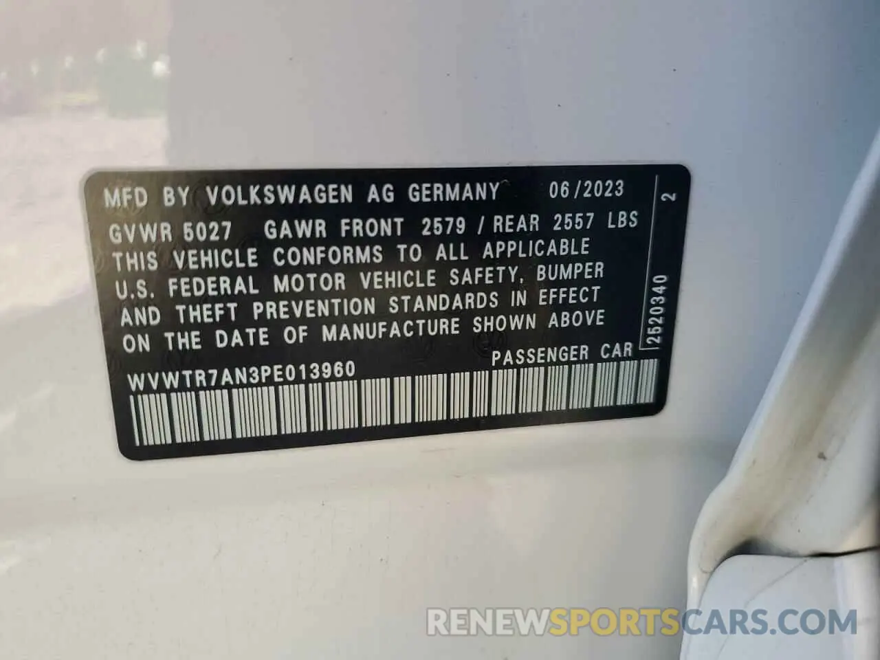 13 Photograph of a damaged car WVWTR7AN3PE013960 VOLKSWAGEN ARTEON 2023