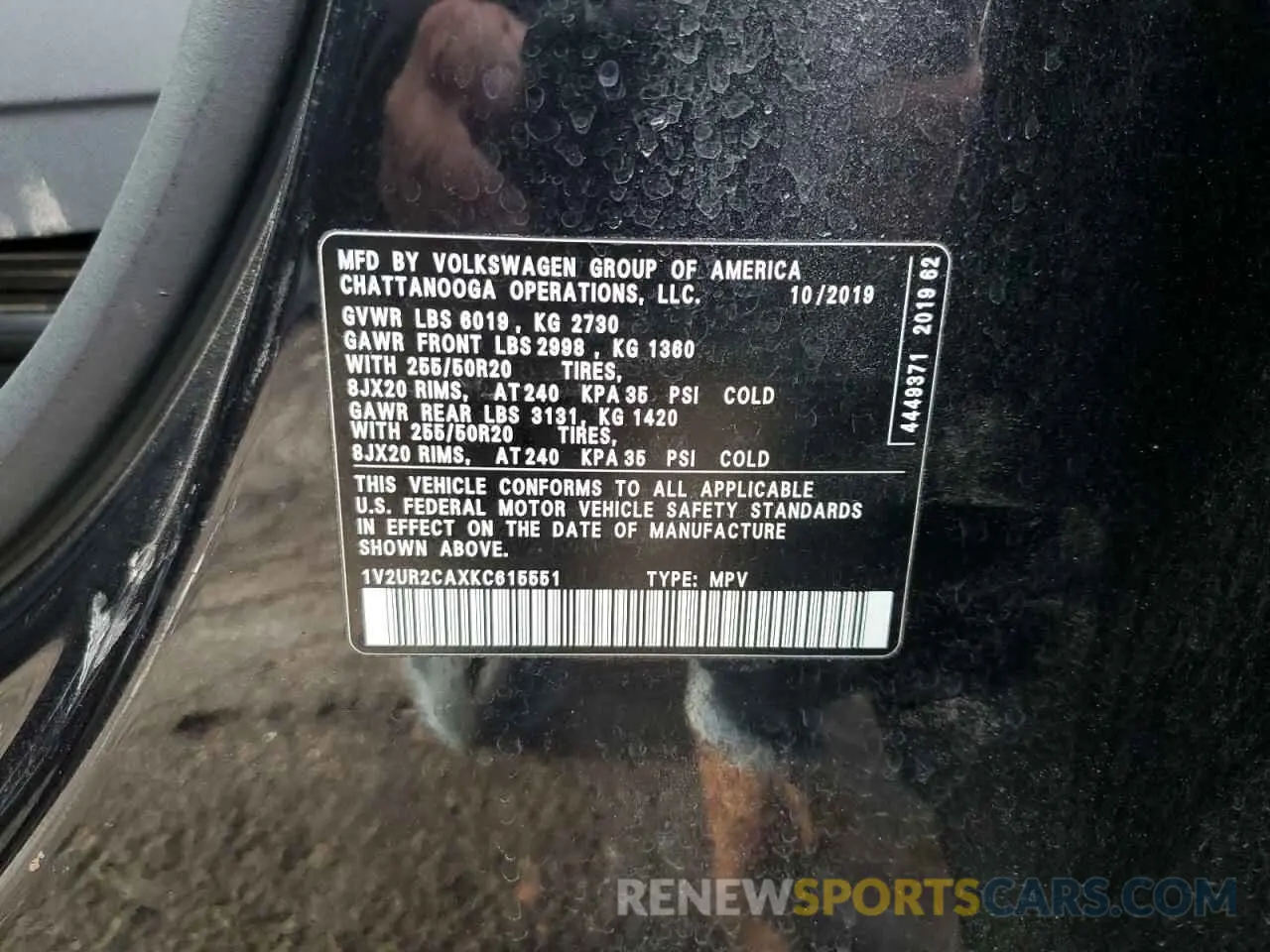 15 Photograph of a damaged car 1V2UR2CAXKC615551 VOLKSWAGEN ATLAS 2019