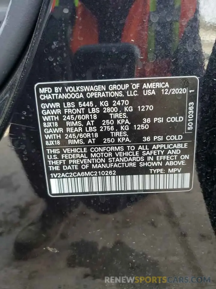14 Photograph of a damaged car 1V2AC2CA6MC210262 VOLKSWAGEN ATLAS 2021