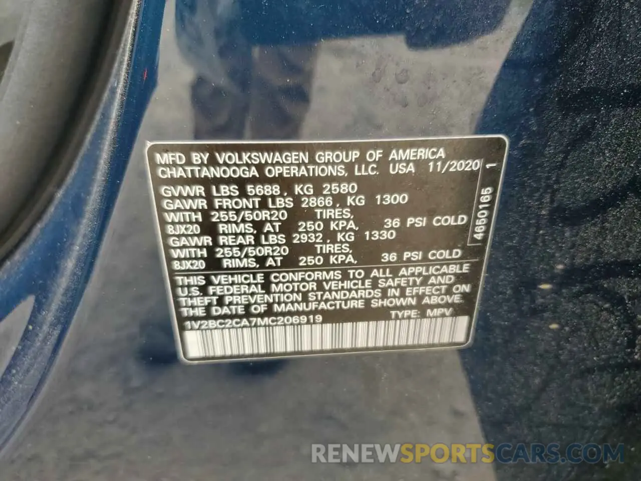 13 Photograph of a damaged car 1V2BC2CA7MC206919 VOLKSWAGEN ATLAS 2021