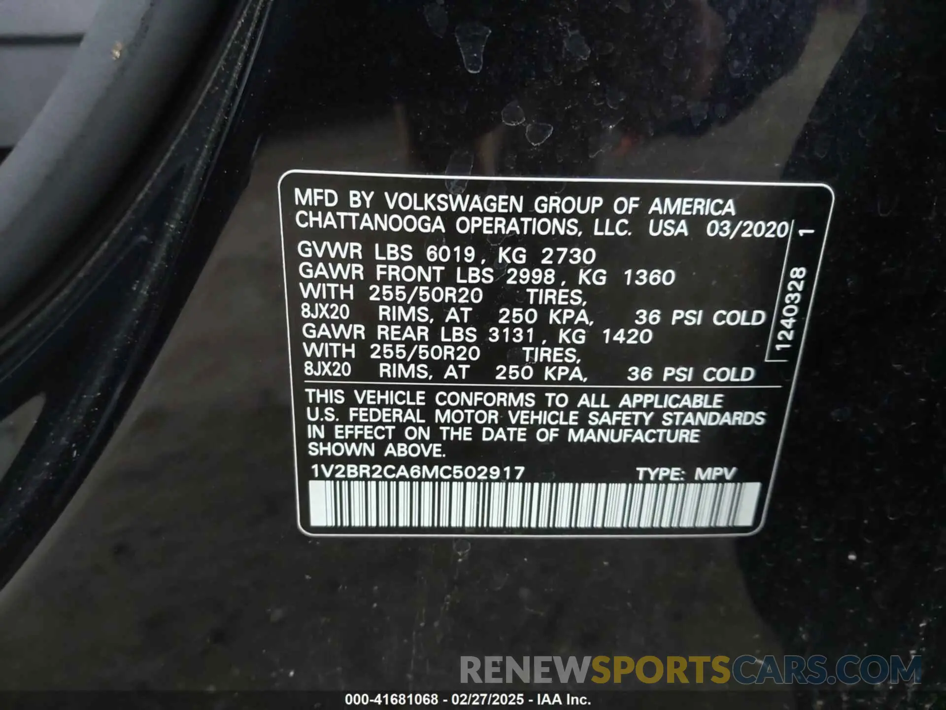 9 Photograph of a damaged car 1V2BR2CA6MC502917 VOLKSWAGEN ATLAS 2021