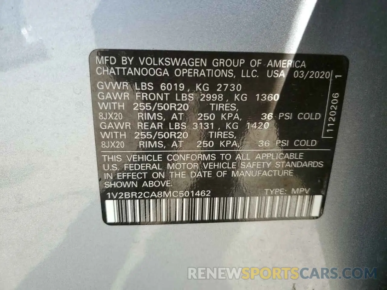 15 Photograph of a damaged car 1V2BR2CA8MC501462 VOLKSWAGEN ATLAS 2021