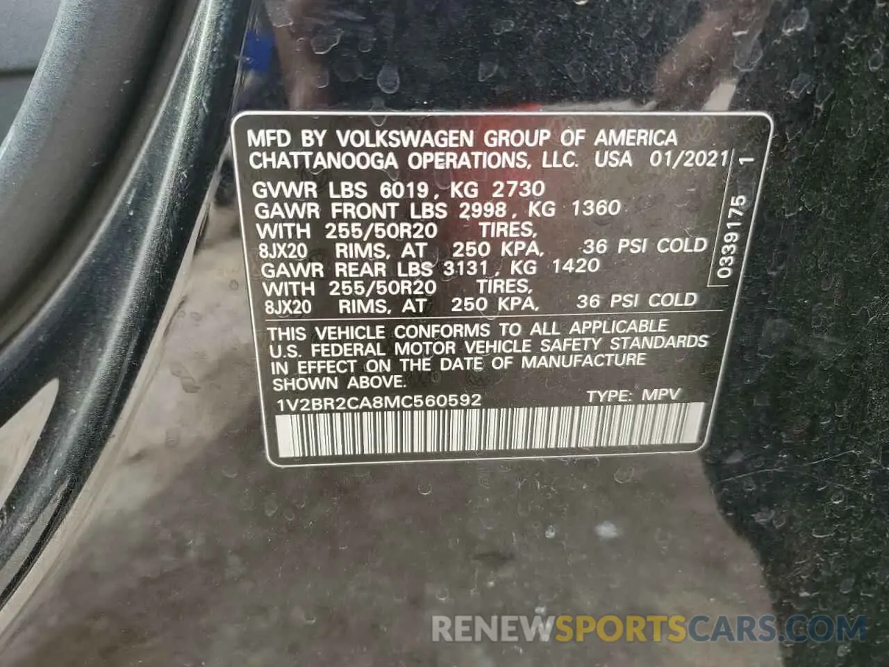 15 Photograph of a damaged car 1V2BR2CA8MC560592 VOLKSWAGEN ATLAS 2021