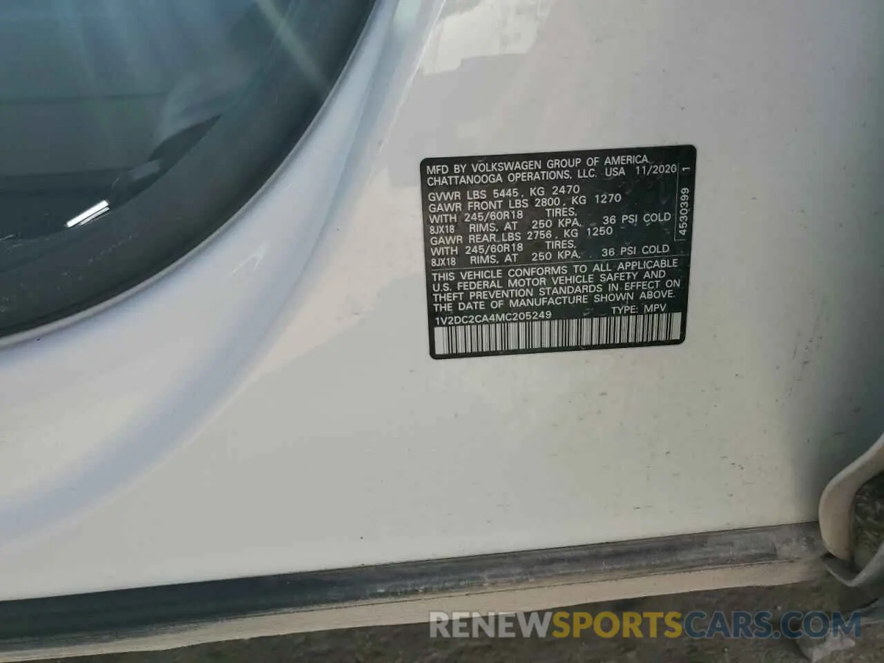 14 Photograph of a damaged car 1V2DC2CA4MC205249 VOLKSWAGEN ATLAS 2021