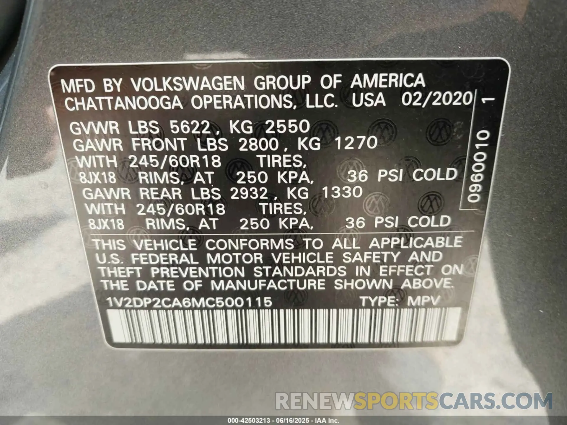 9 Photograph of a damaged car 1V2DP2CA6MC500115 VOLKSWAGEN ATLAS 2021