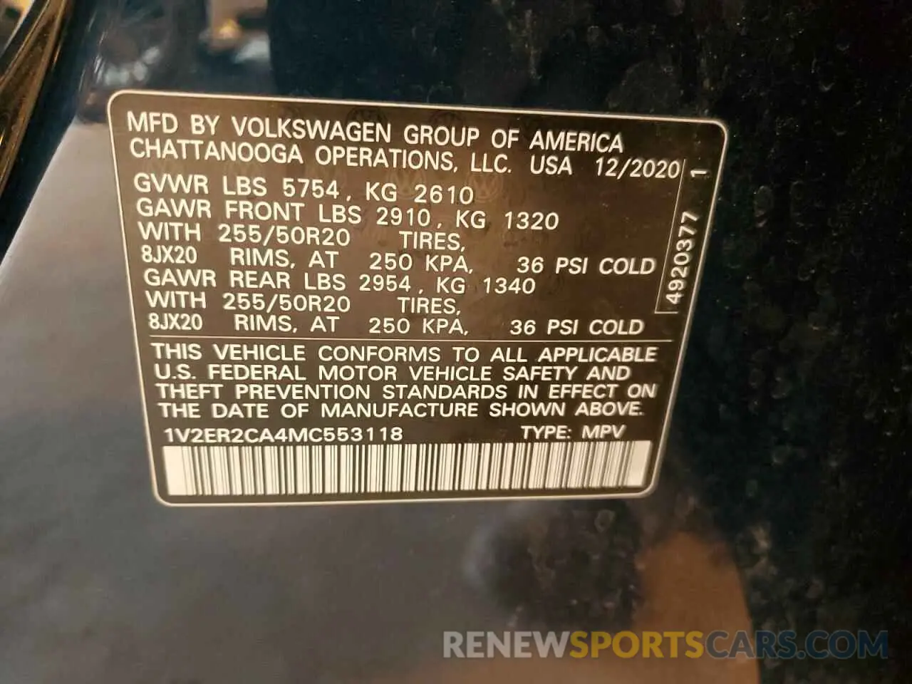 14 Photograph of a damaged car 1V2ER2CA4MC553118 VOLKSWAGEN ATLAS 2021