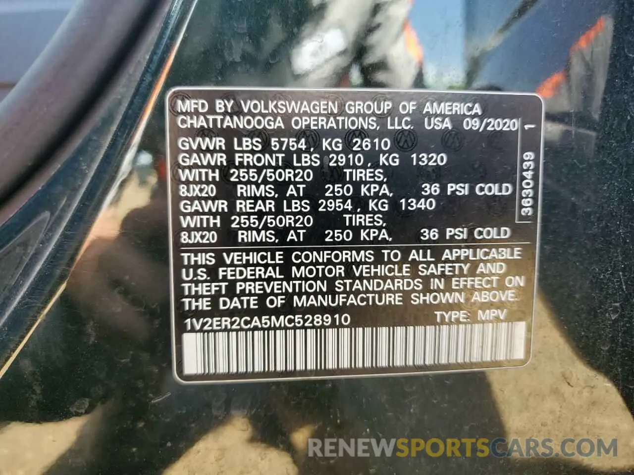 13 Photograph of a damaged car 1V2ER2CA5MC528910 VOLKSWAGEN ATLAS 2021